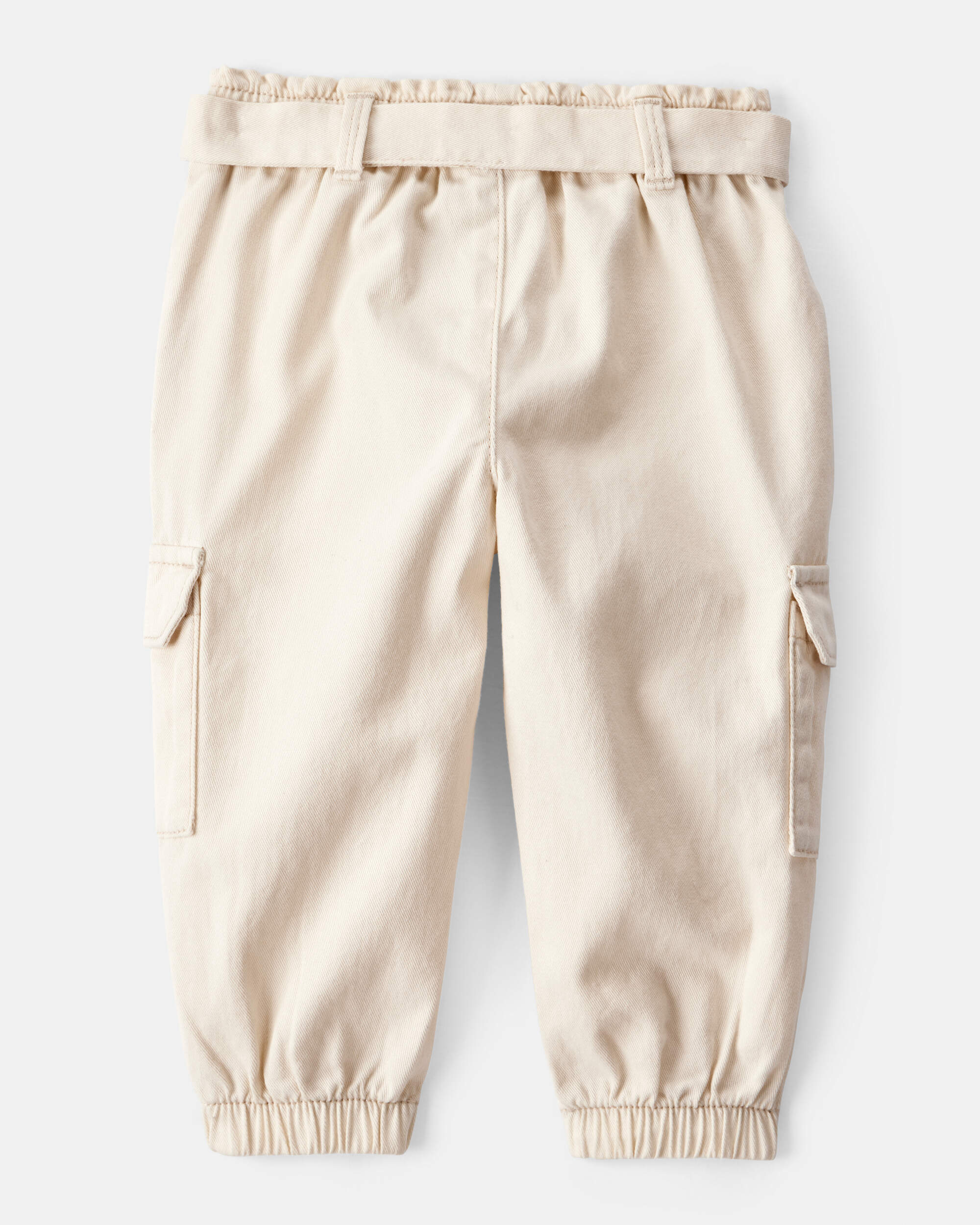 Baby Girl Cotton Cargo Joggers - White