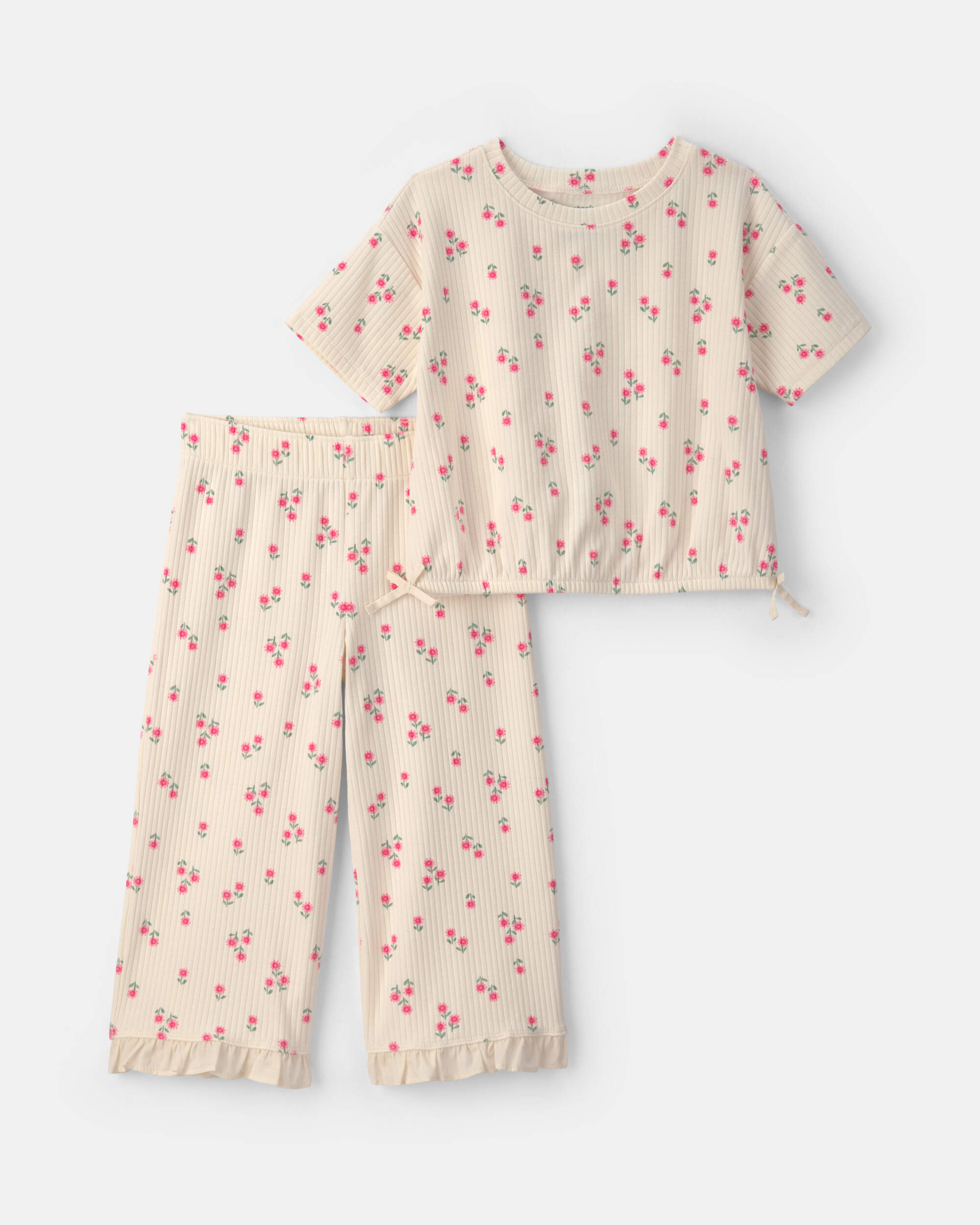 Toddler Girl 2-Piece Short-Sleeve Top & Pant Set – Ivory