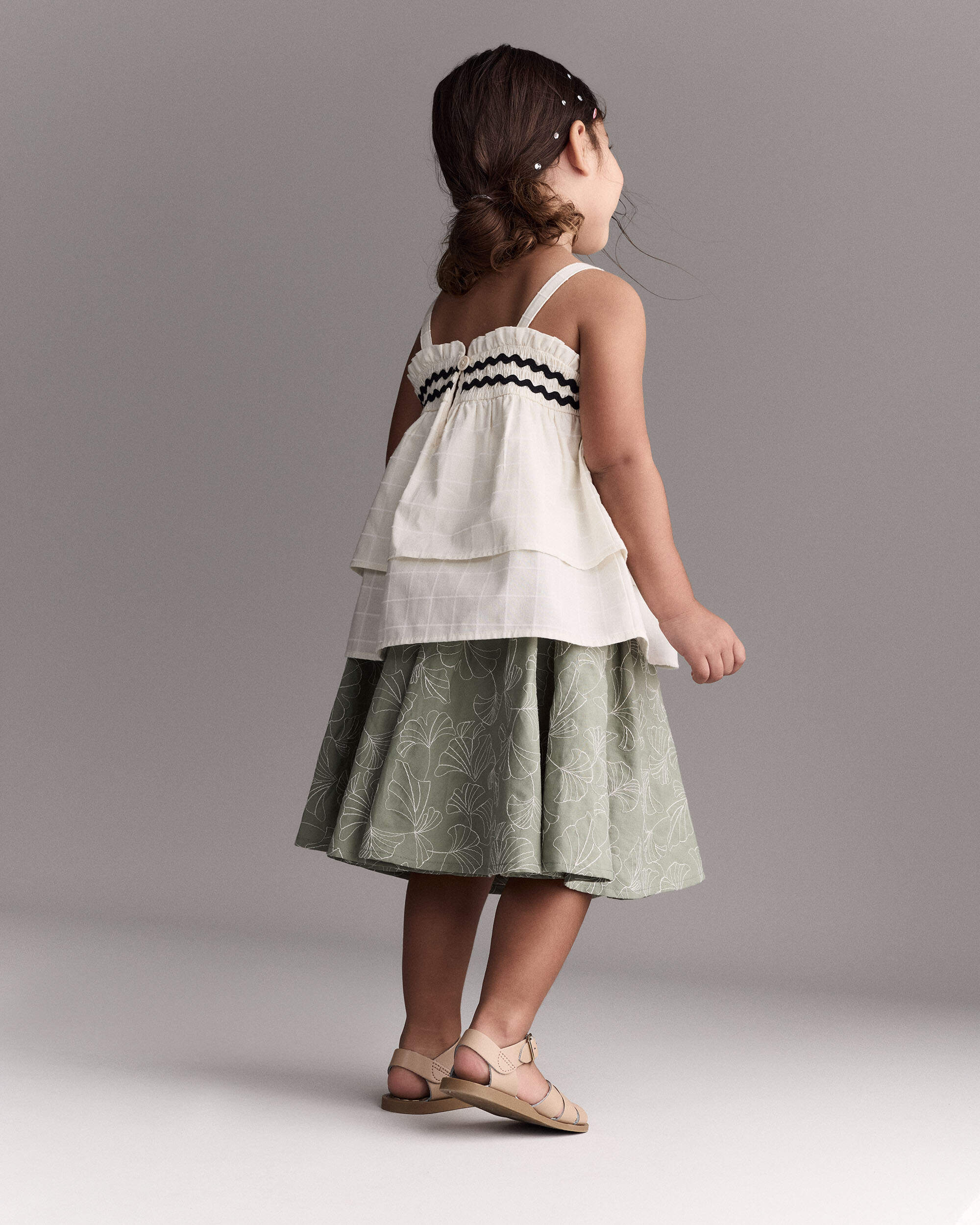 Toddler Girl Avenue Twirl™ Midi Floral Print - Green