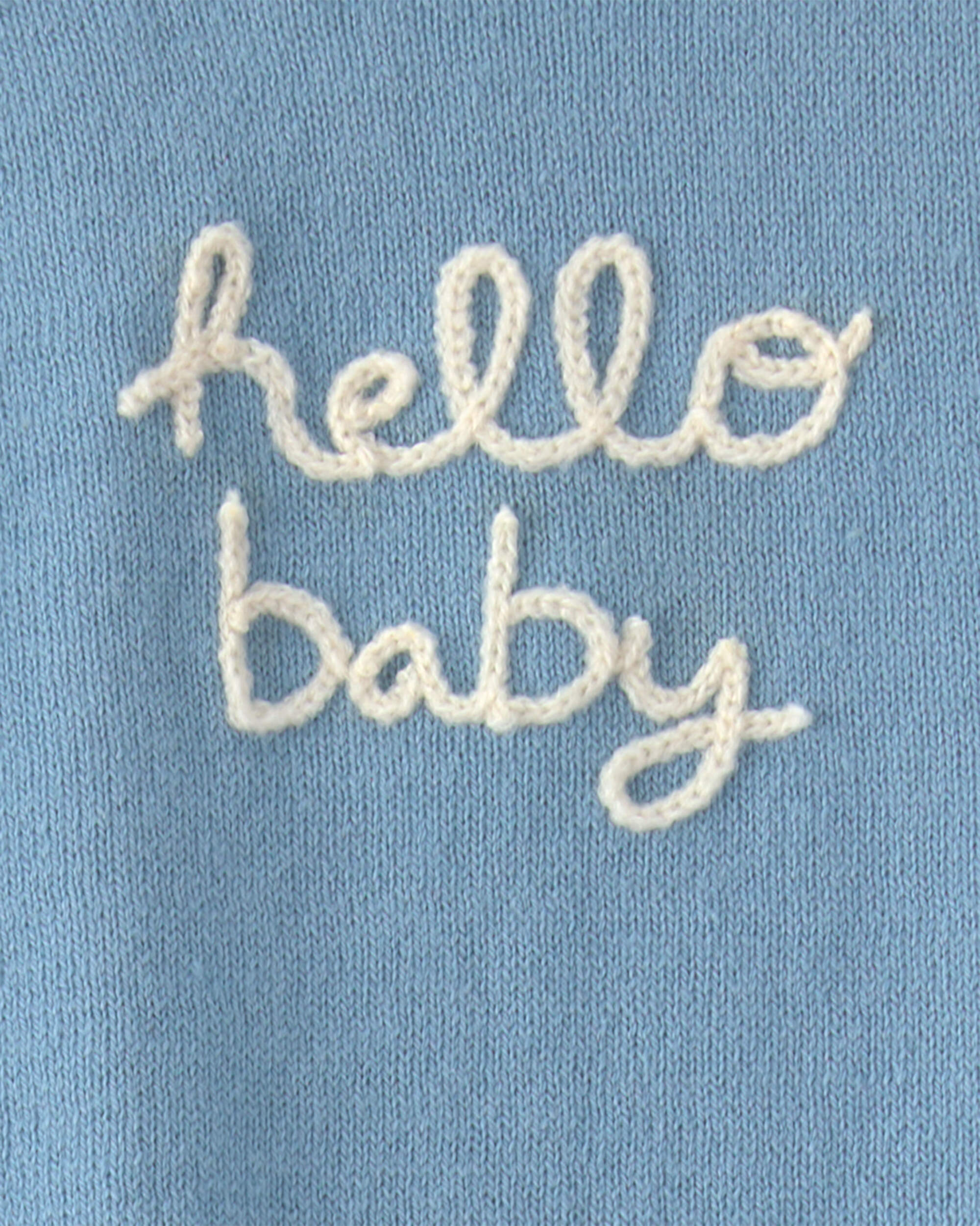 Baby Boy 2-Piece 'Hello Baby' Long-Sleeve Top & Pant Set - Blue