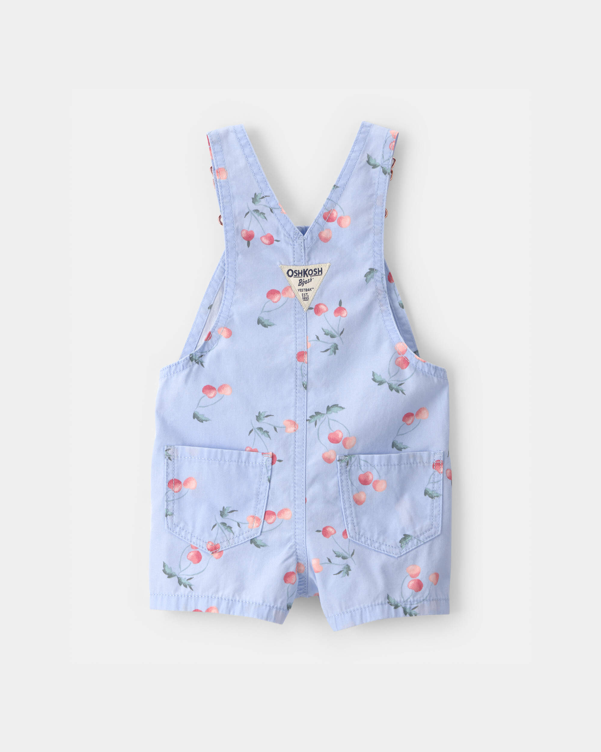 vintage oshkosh チェリー　総柄　さくらんぼ　オーバーオール Baby Girl Cherry Canvas Shortall - Blue | Carter's Oshkosh Canada