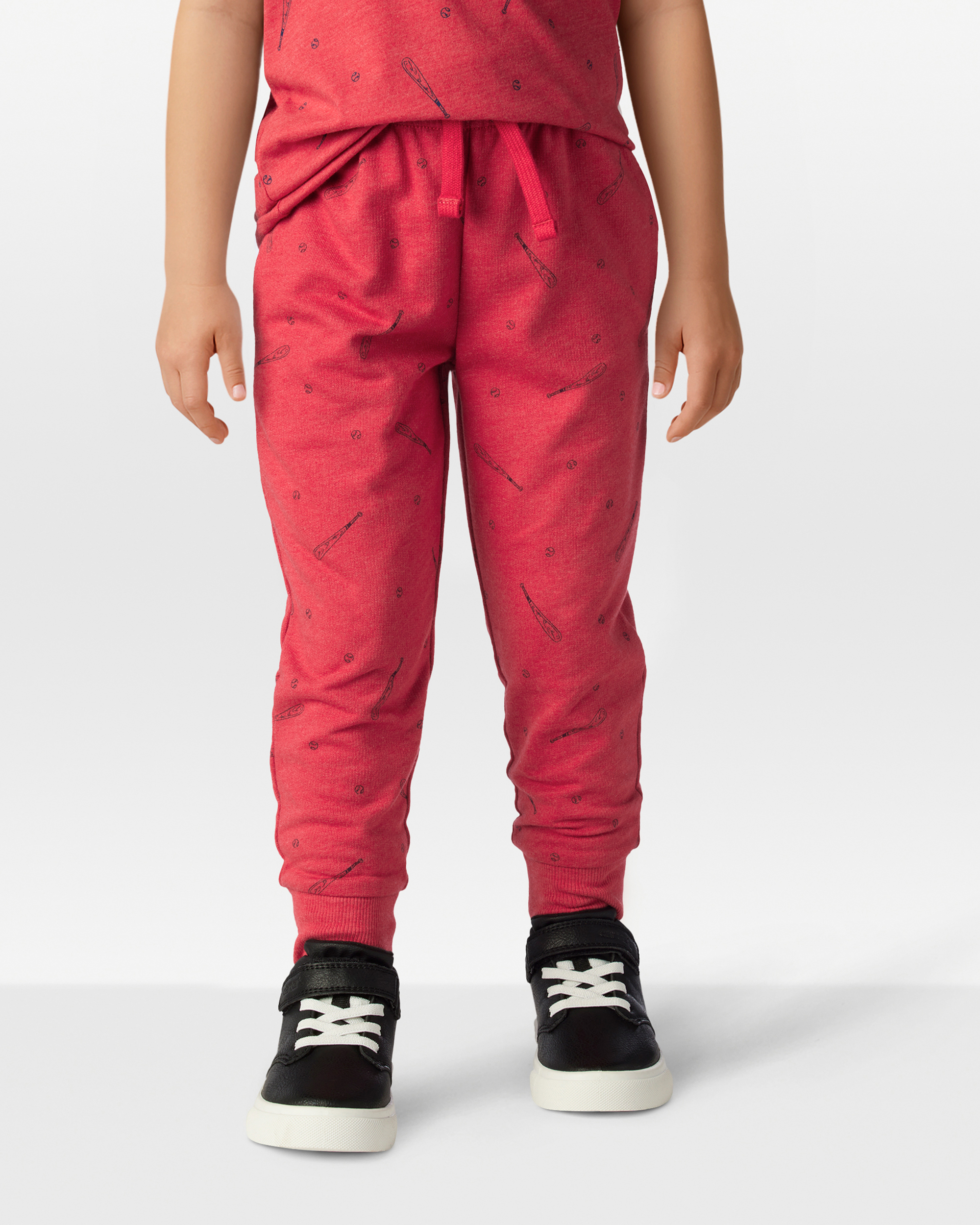 Toddler Boy Baseball French Terry Jogger - Red