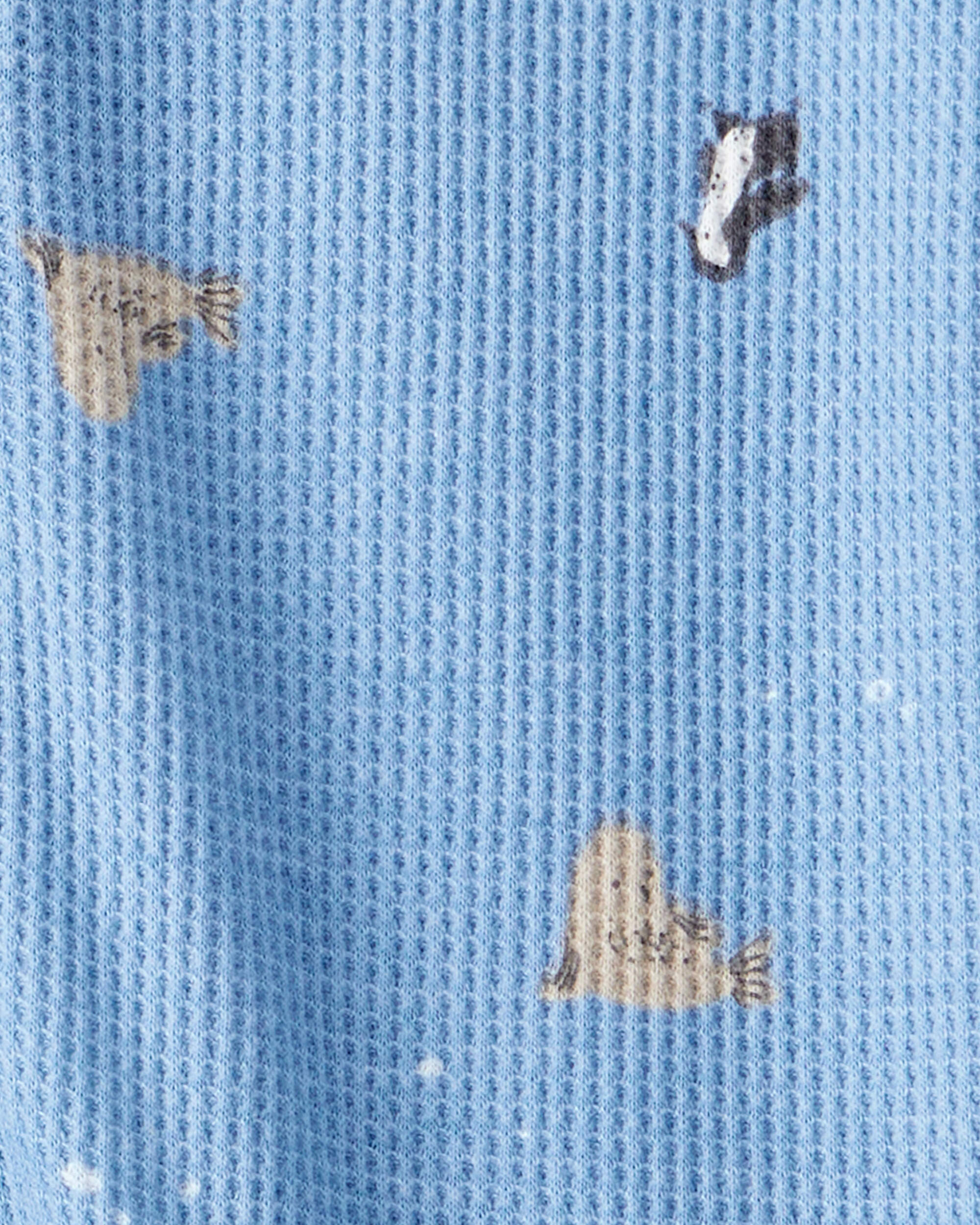 Baby Boy Arctic Animal Print Cotton Long-Sleeve Snug Fit 1-Piece pyjamas - Blue
