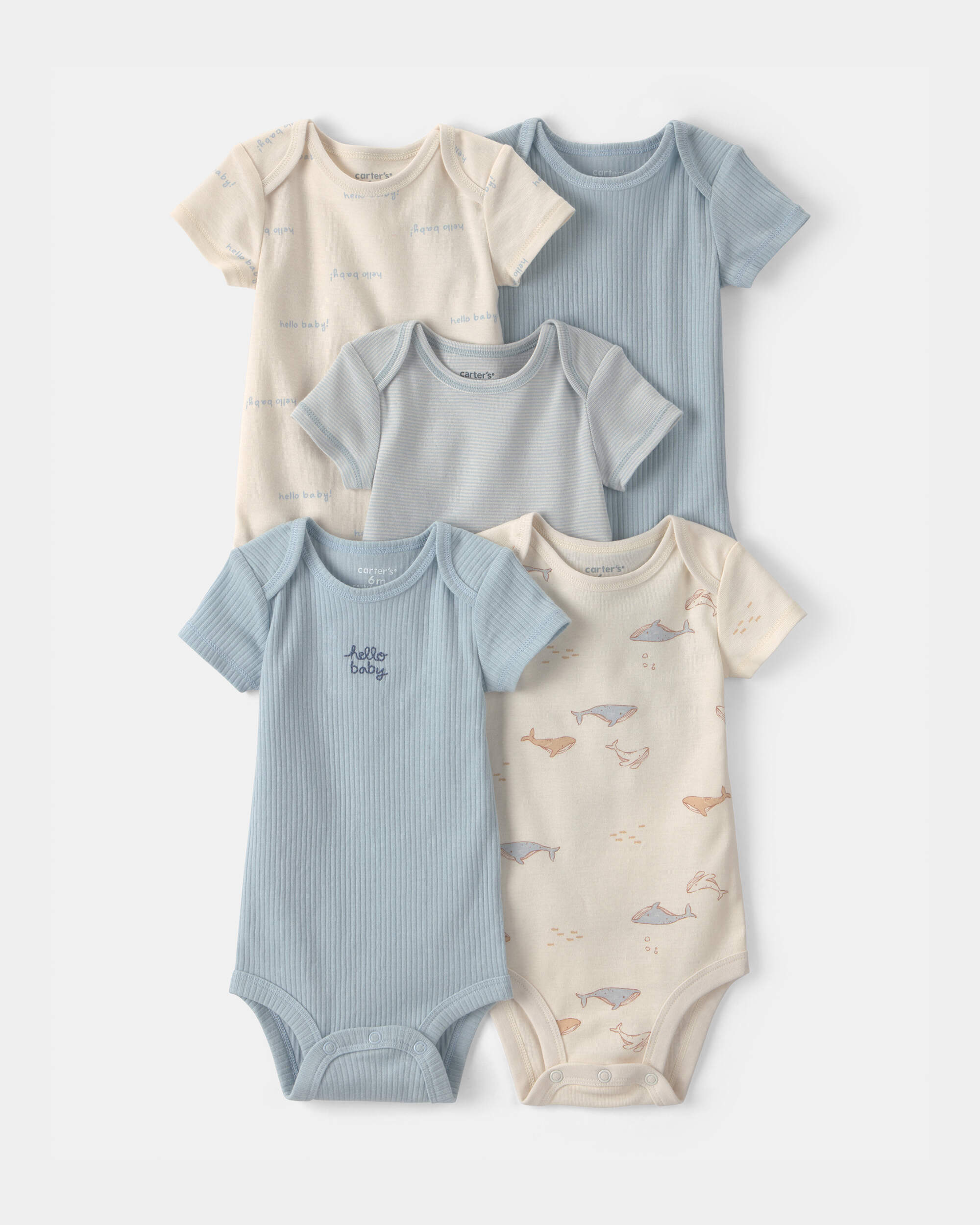 Baby 5-Pack Whale Multipack Bodysuits