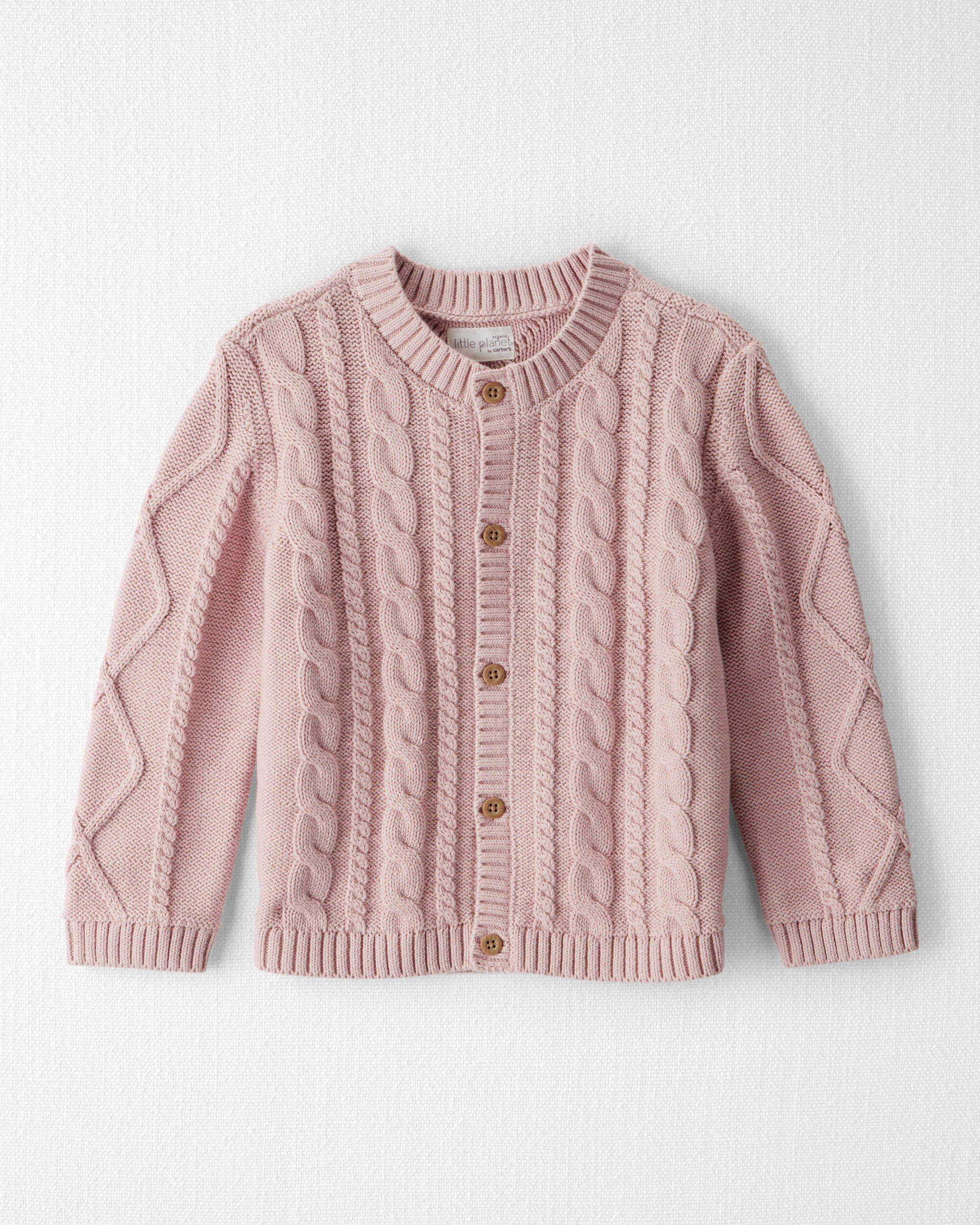 Toddler Girl Organic Cotton Cable Knit Cardigan