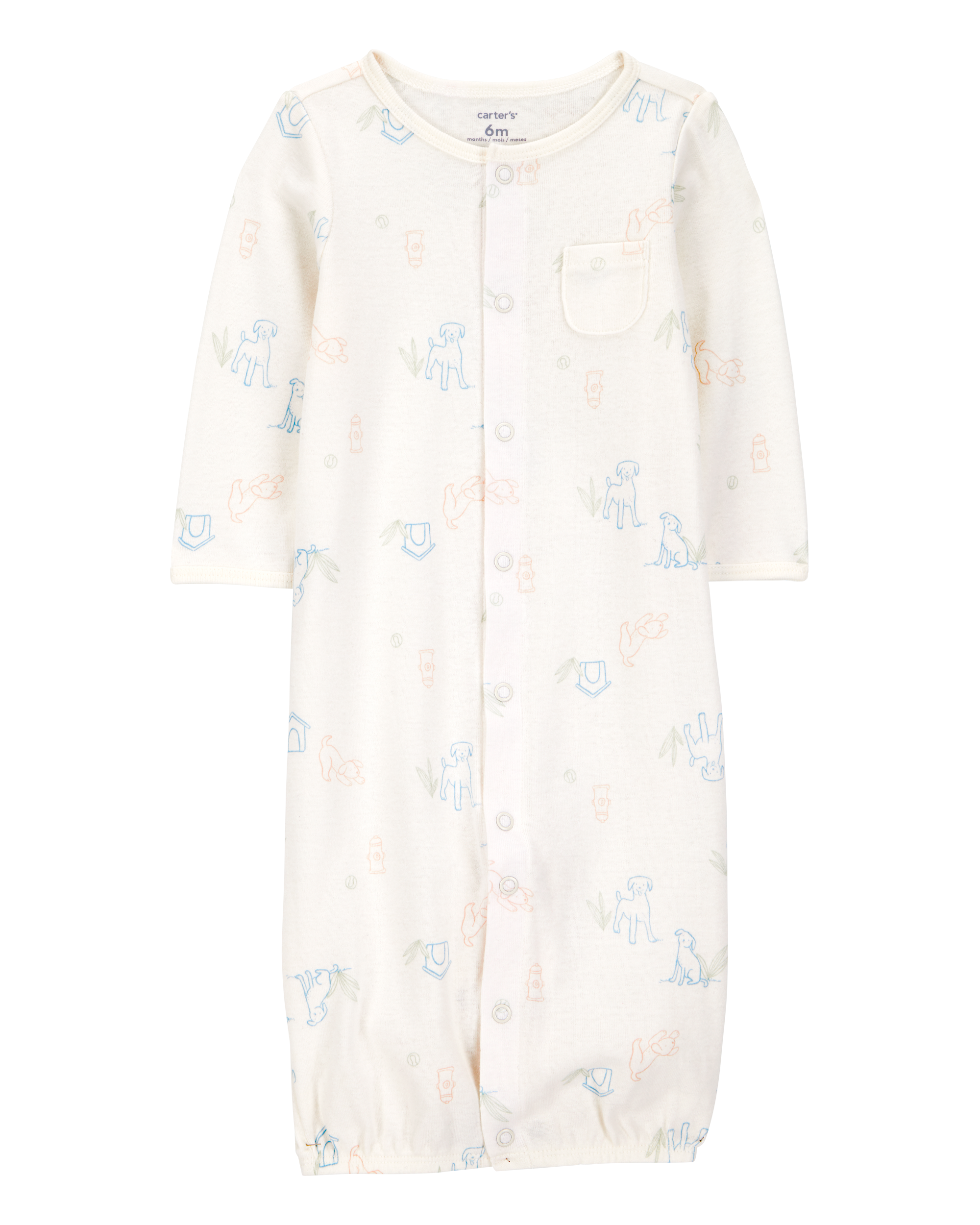 Baby Girl 3-Piece Puppy Converter Gown & Cap Set - Ivory