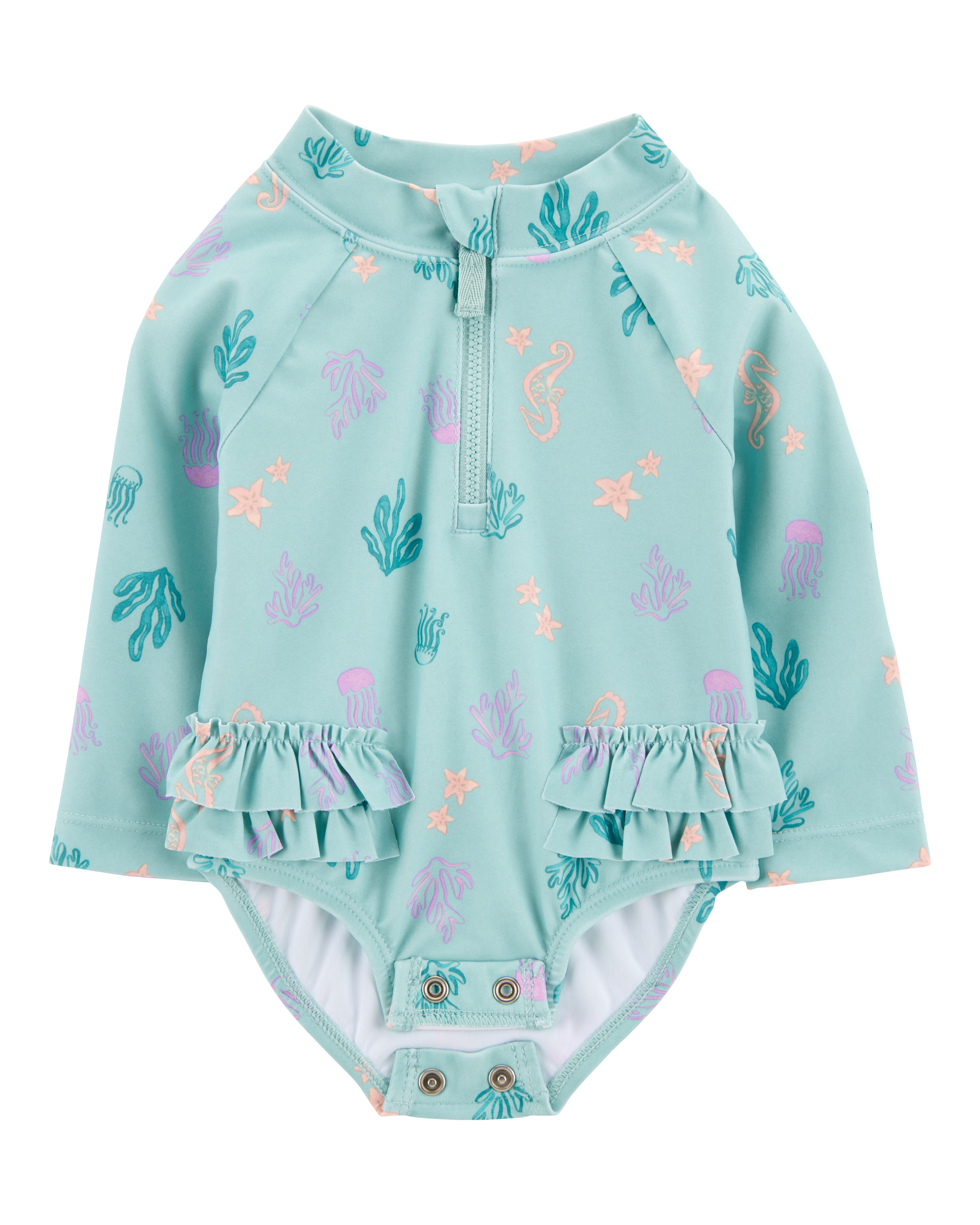 Baby Girl 1-Piece Coral Print Rashguard