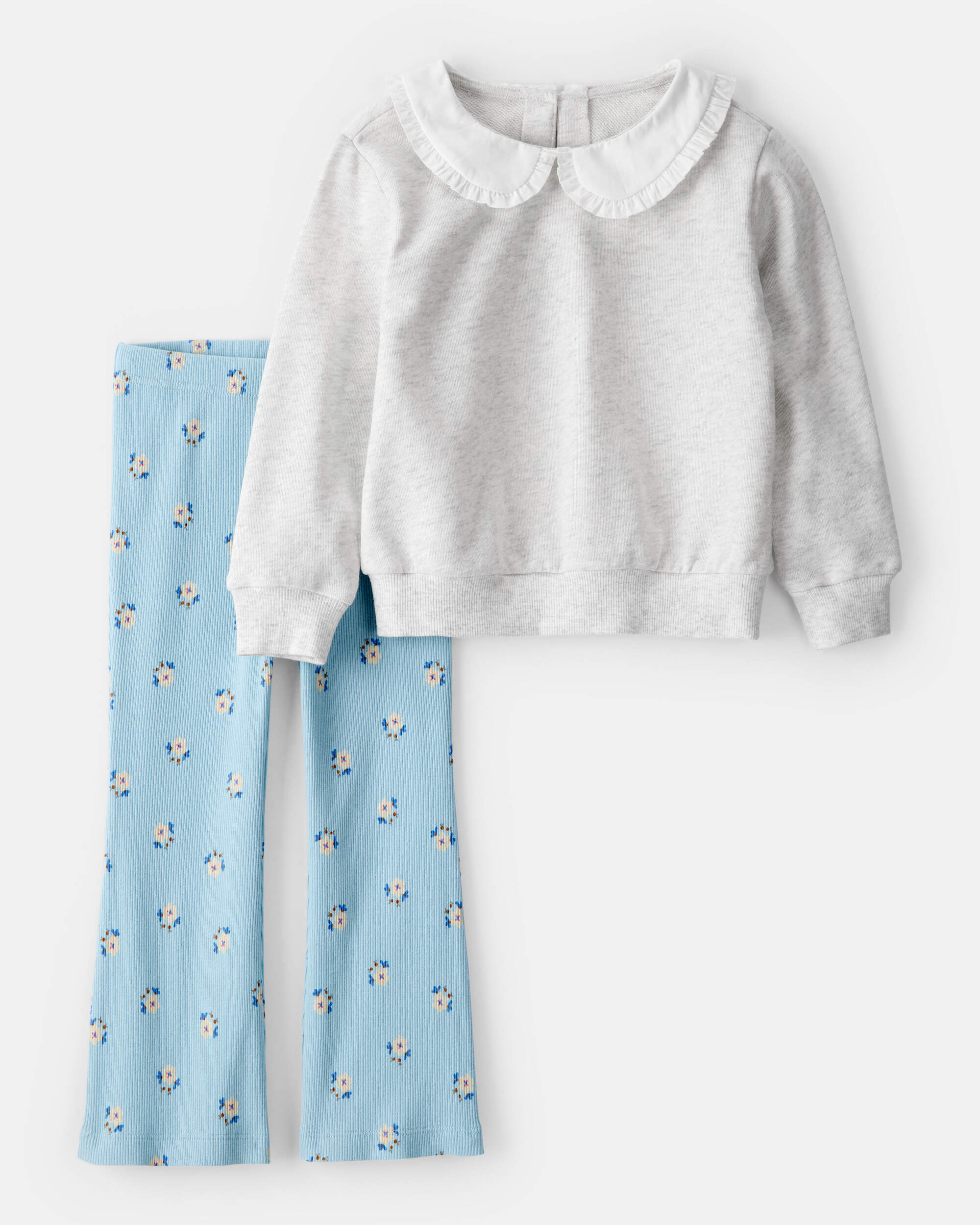 Toddler Girl Peter Pan Collar Pullover & Flare Legging Set