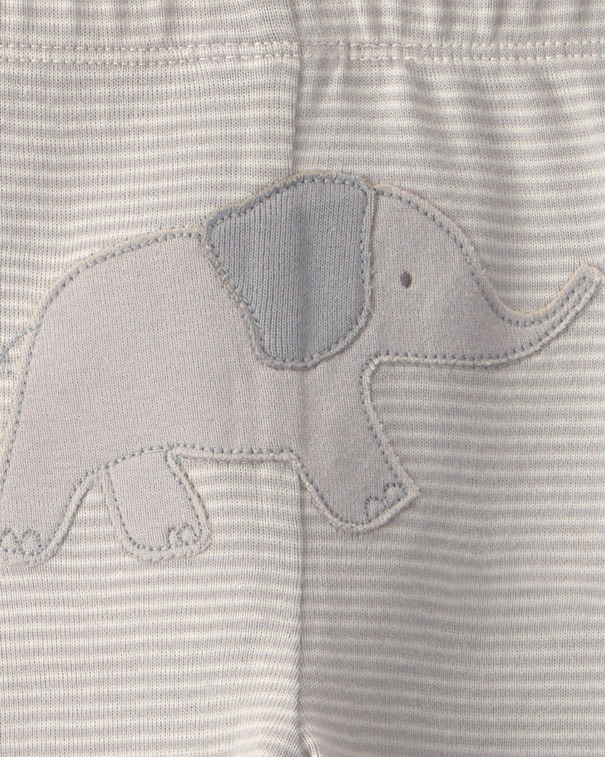 Baby Girl 3-Piece Elephant Bodysuit & Pant Set - Grey/Ivory