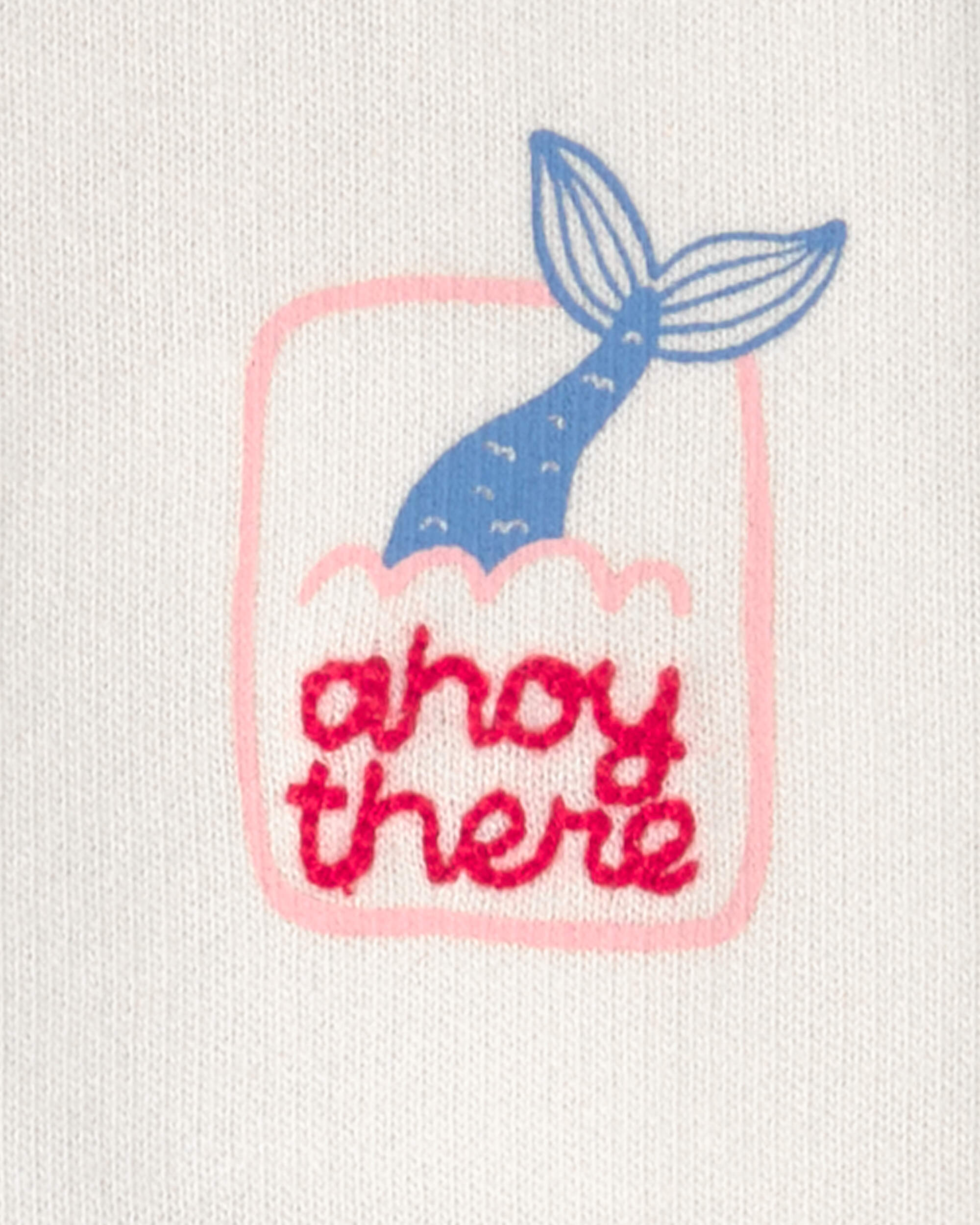 Baby Girl Mermaid French Terry Pullover Sweatshirt - Ivory