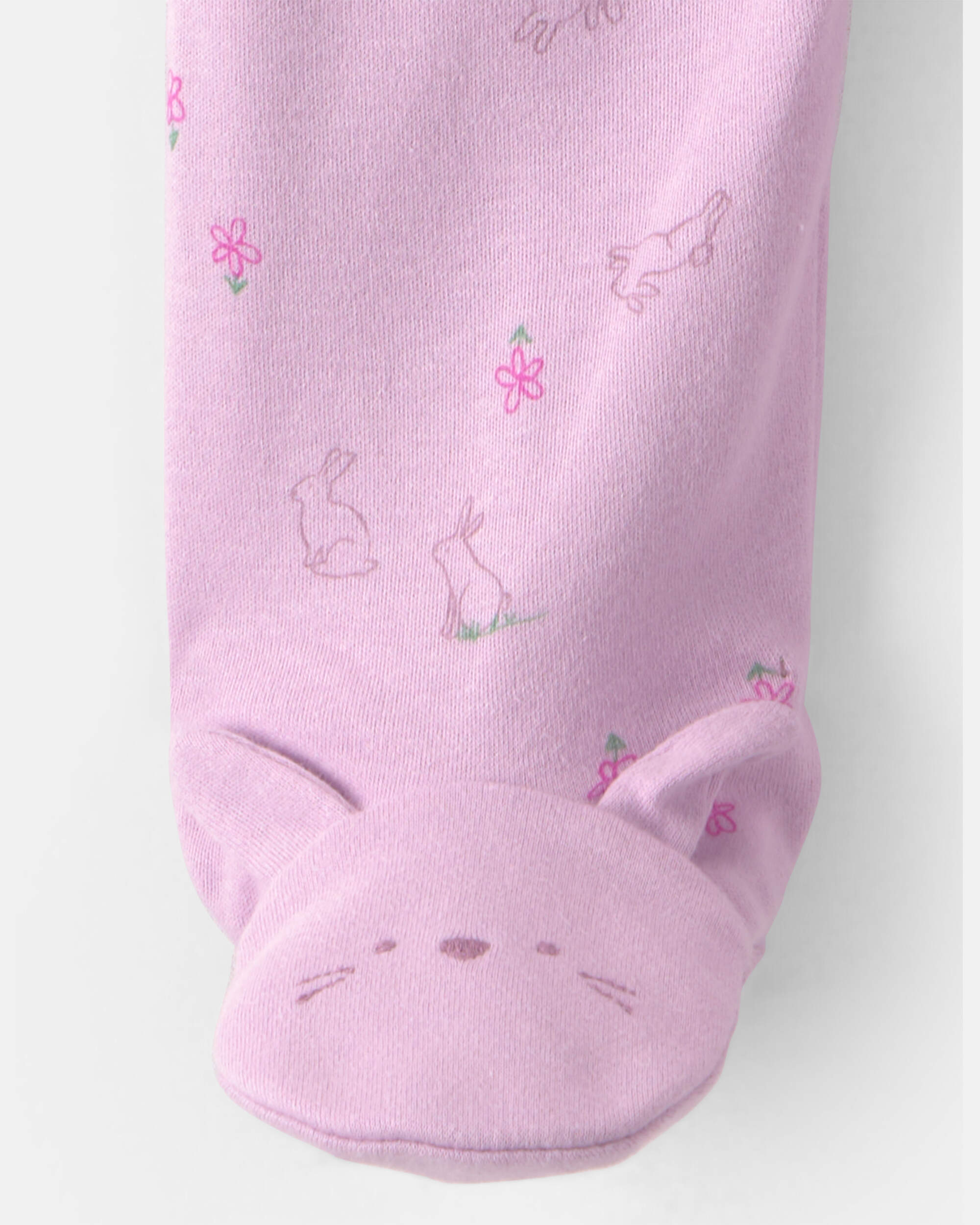 Baby Girl Bunny 100% Cotton 2-Way Zip Sleeper - Purple