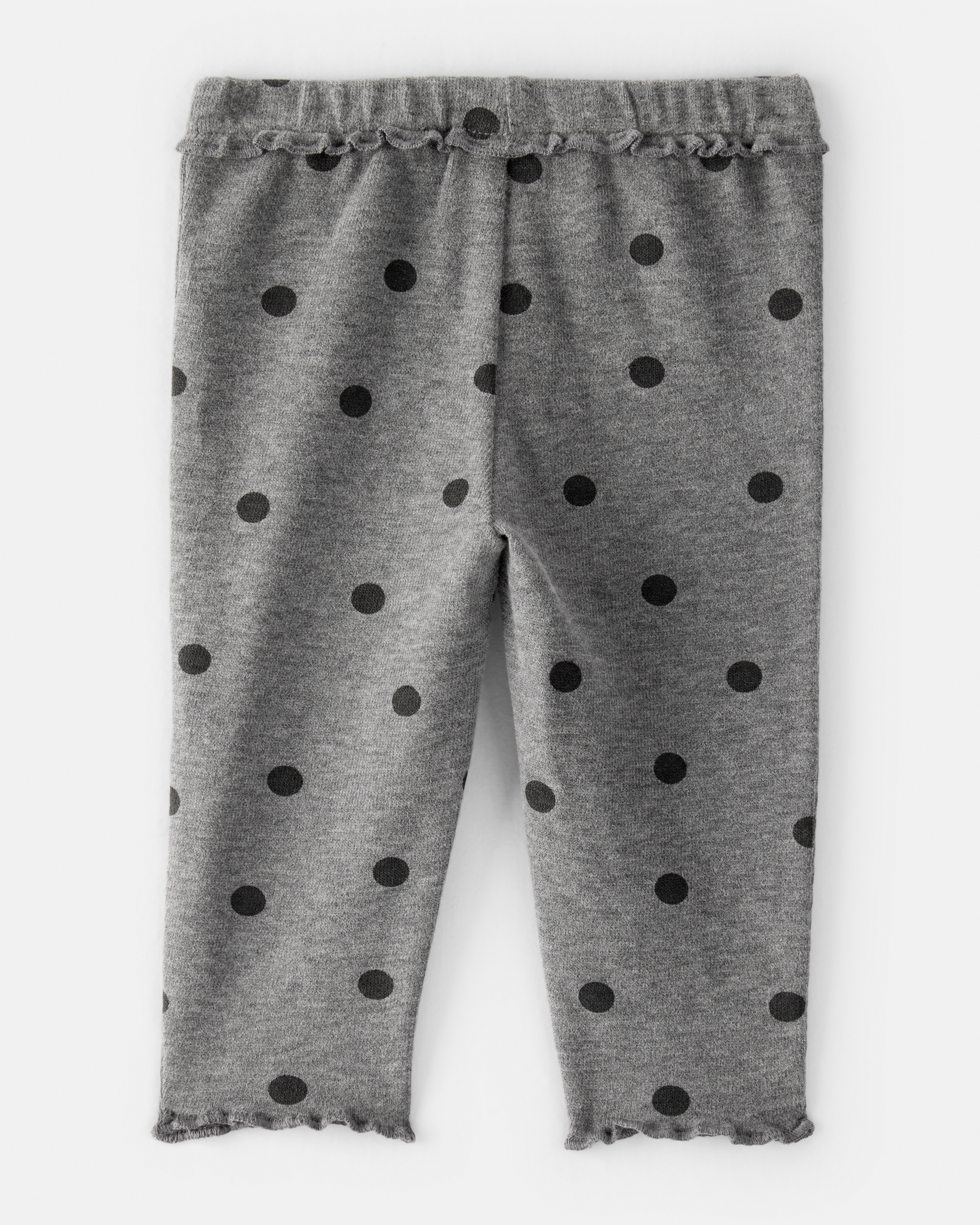 Baby Girl Flutter-Waist Polka Dot Pants - Grey