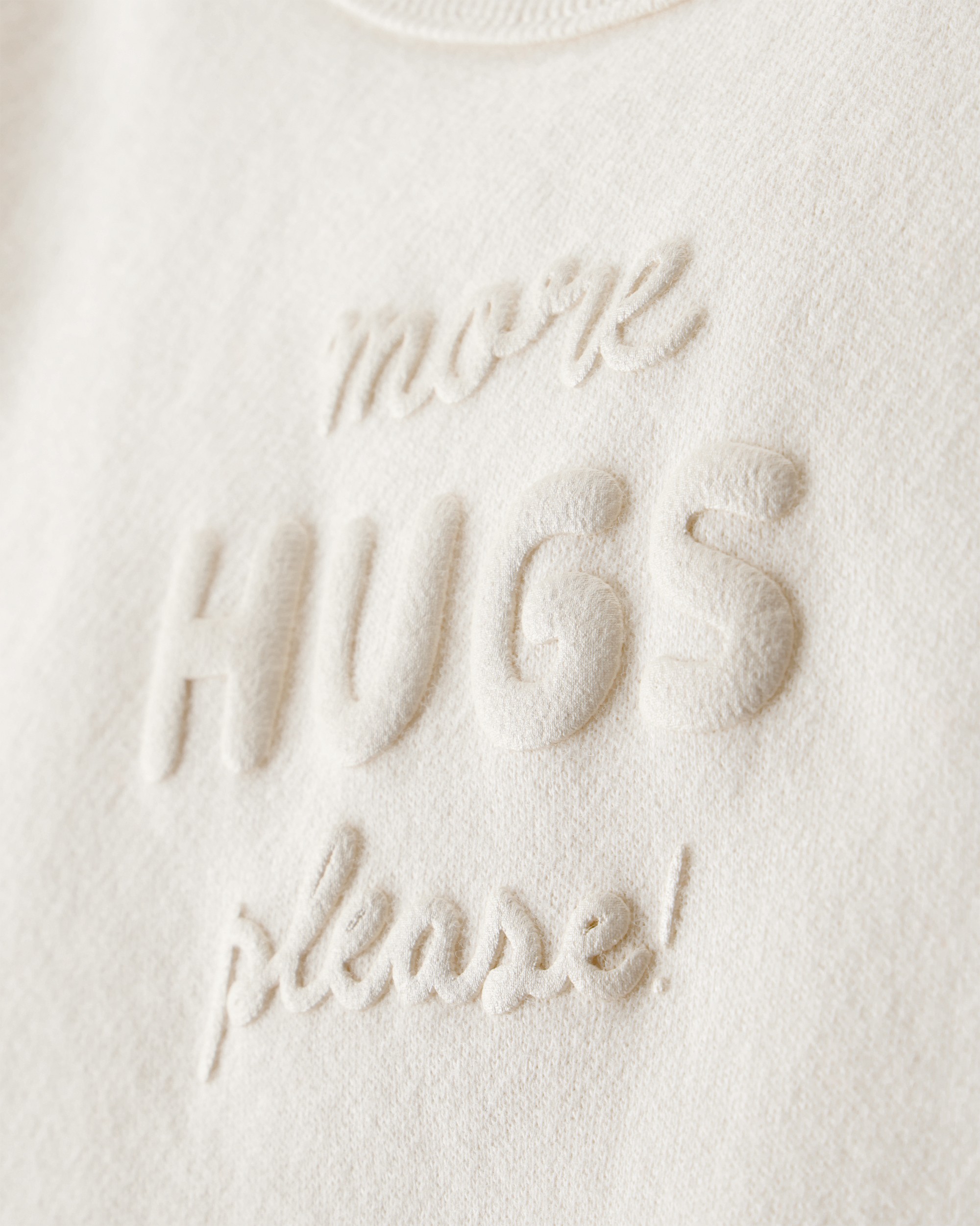 Baby Girl Hugs Fleece Pullover Sweatshirt - Cream