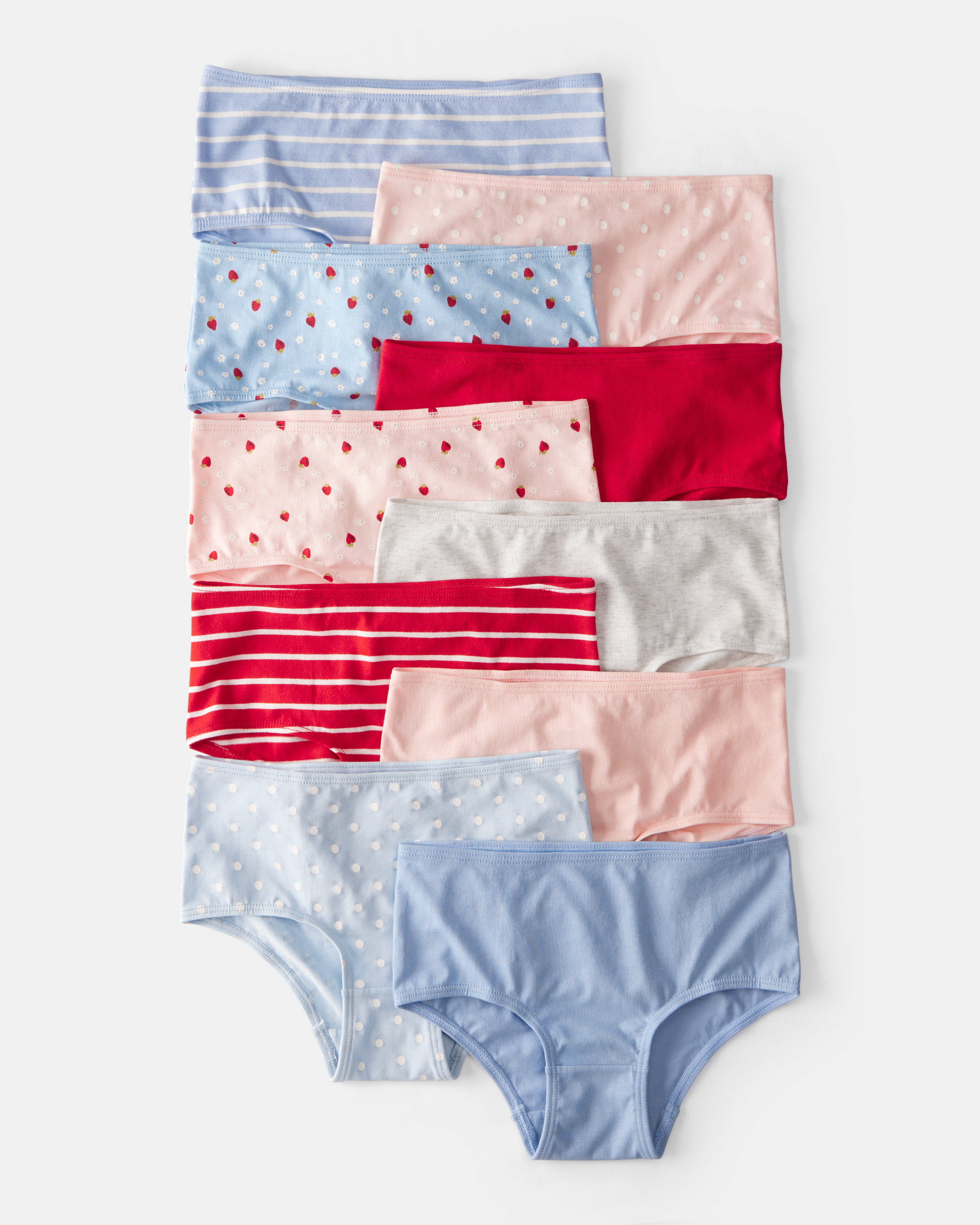 Girls 10-Pack Strawberry Print Bikini Underwear