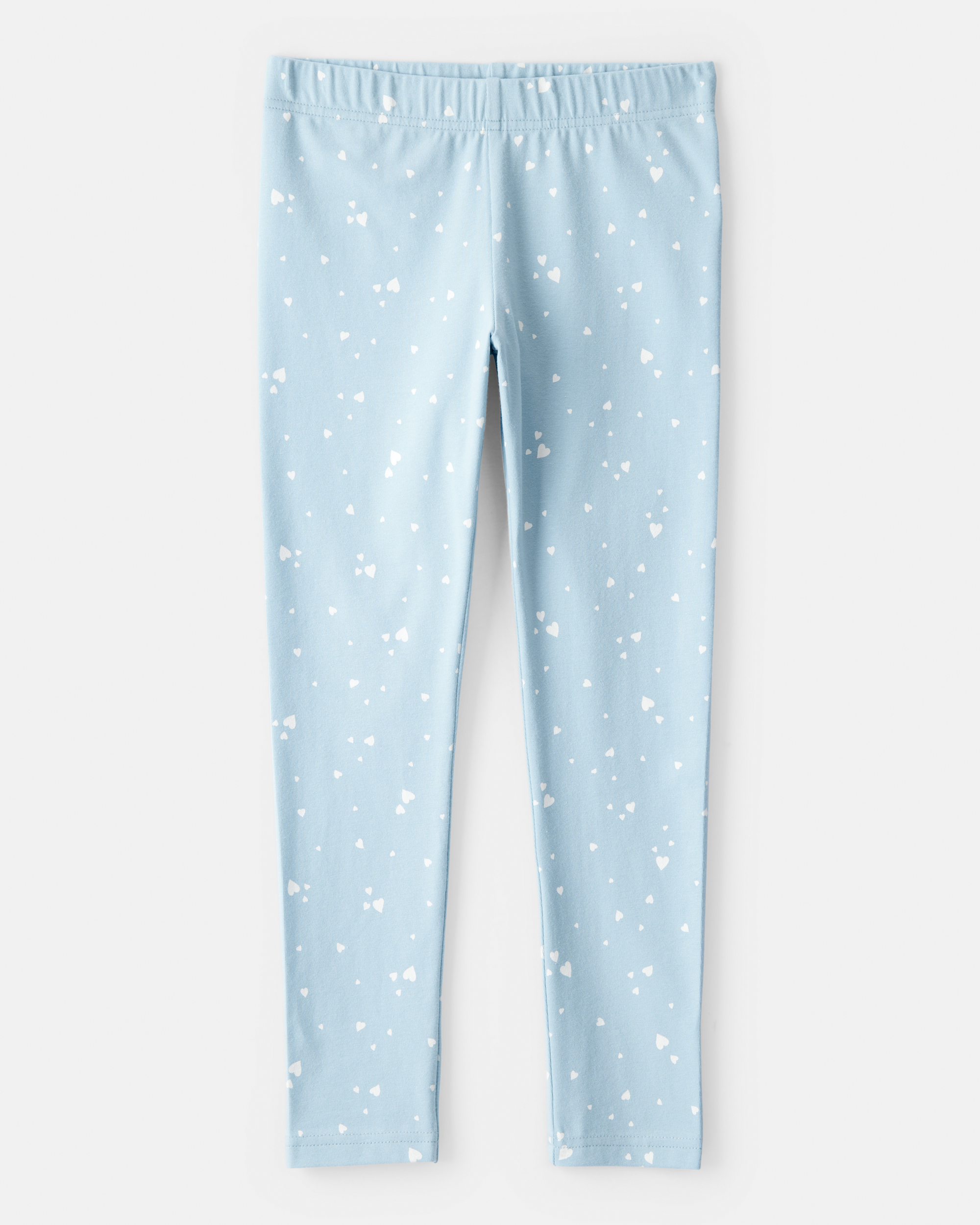 Girls Heart Print Pull-On Stretch Leggings - Blue