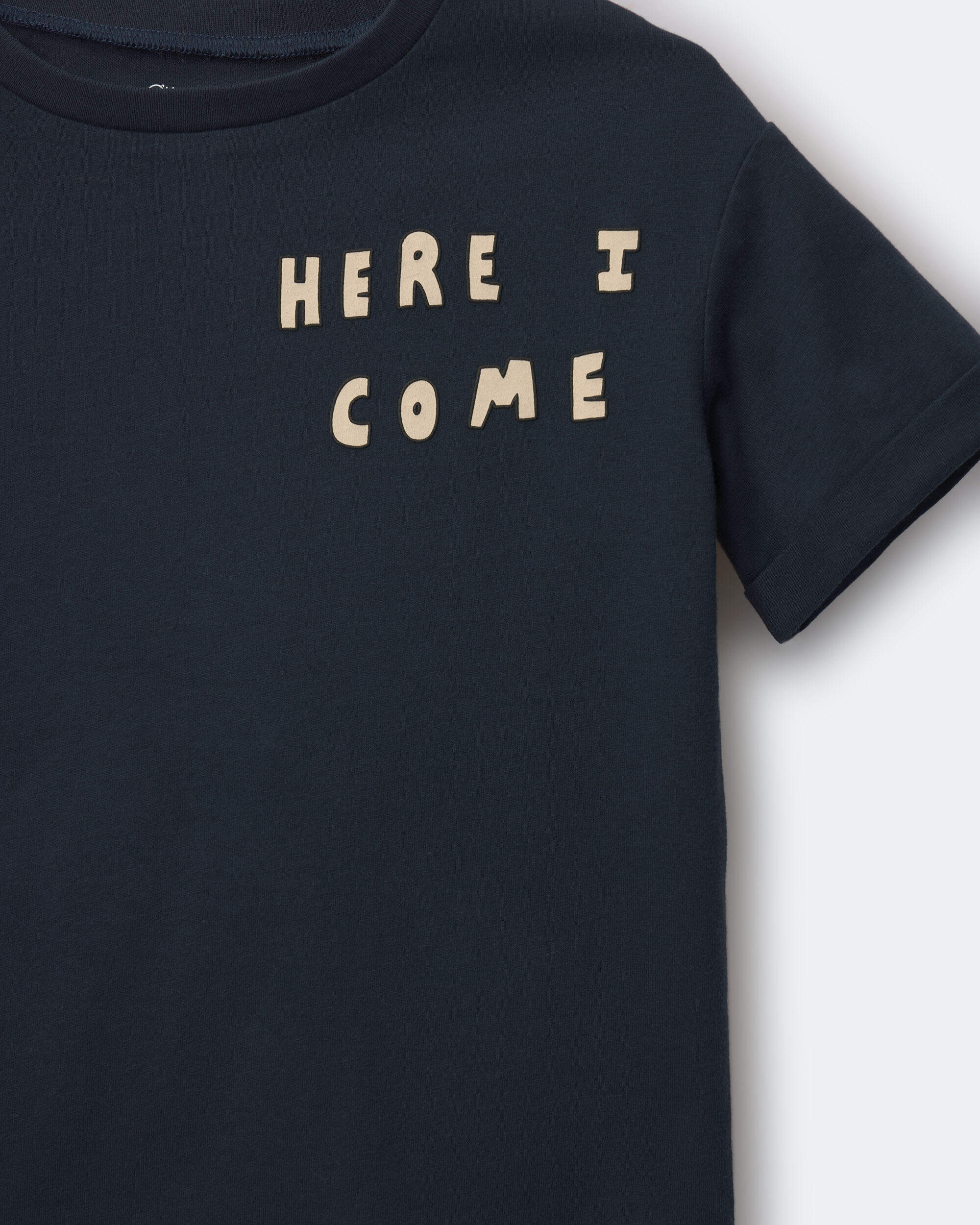 Toddler 'Here I Come' Rolled Cuff Tee - Navy
