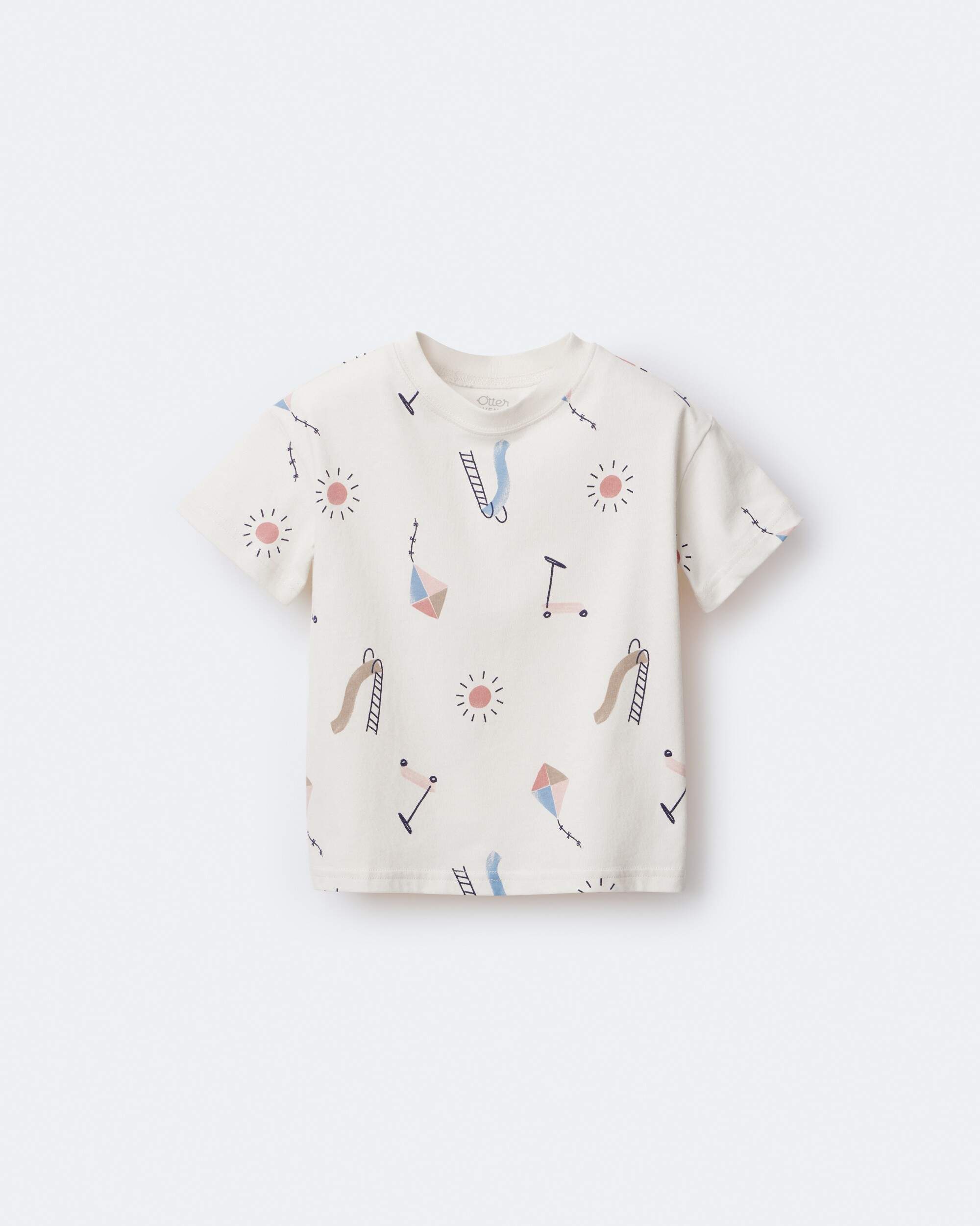 Toddler Short-Sleeve Relaxed Graphic Tee Park Day Print - Cream