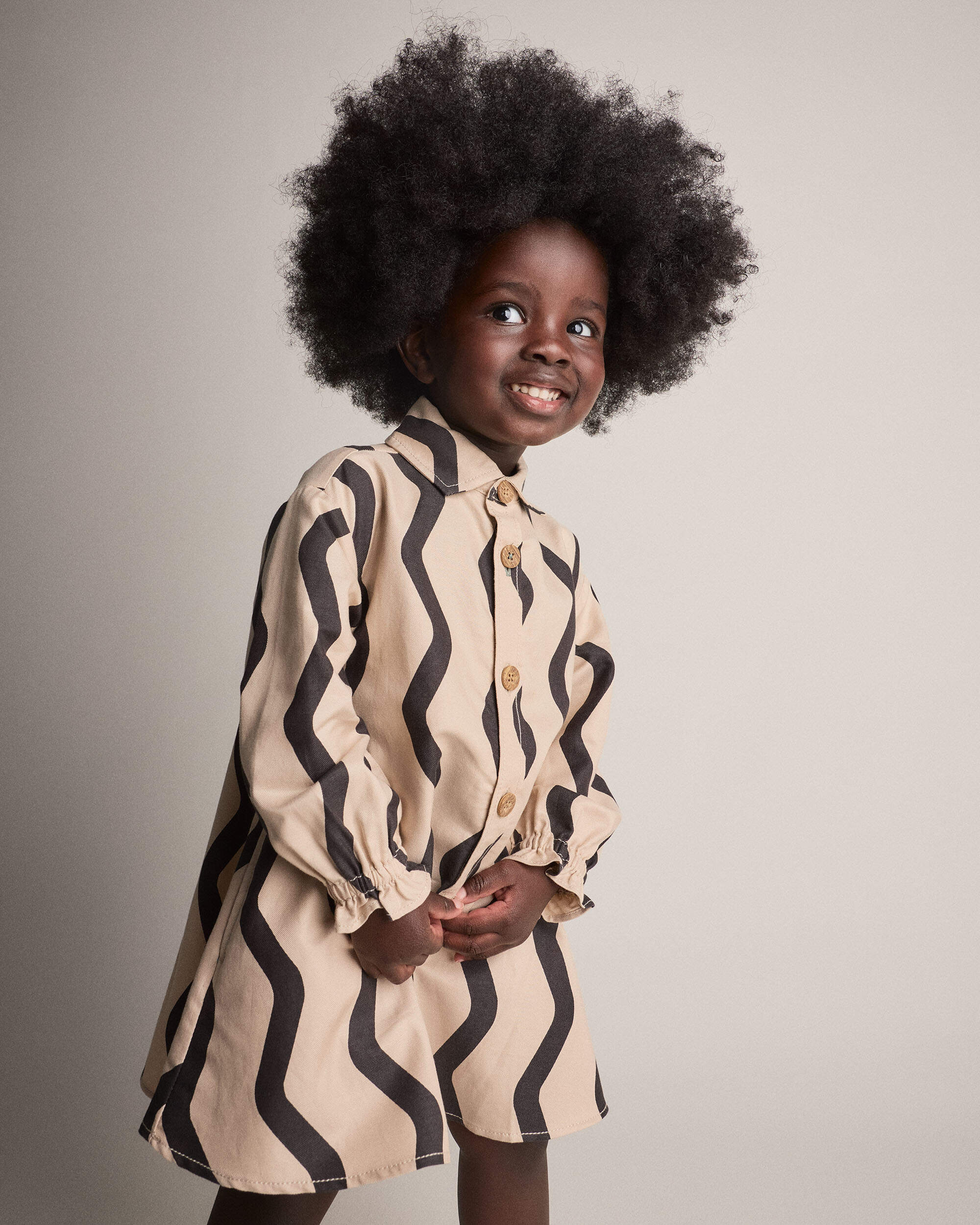 Toddler Girl Chevron Button-Down Dress - Khaki