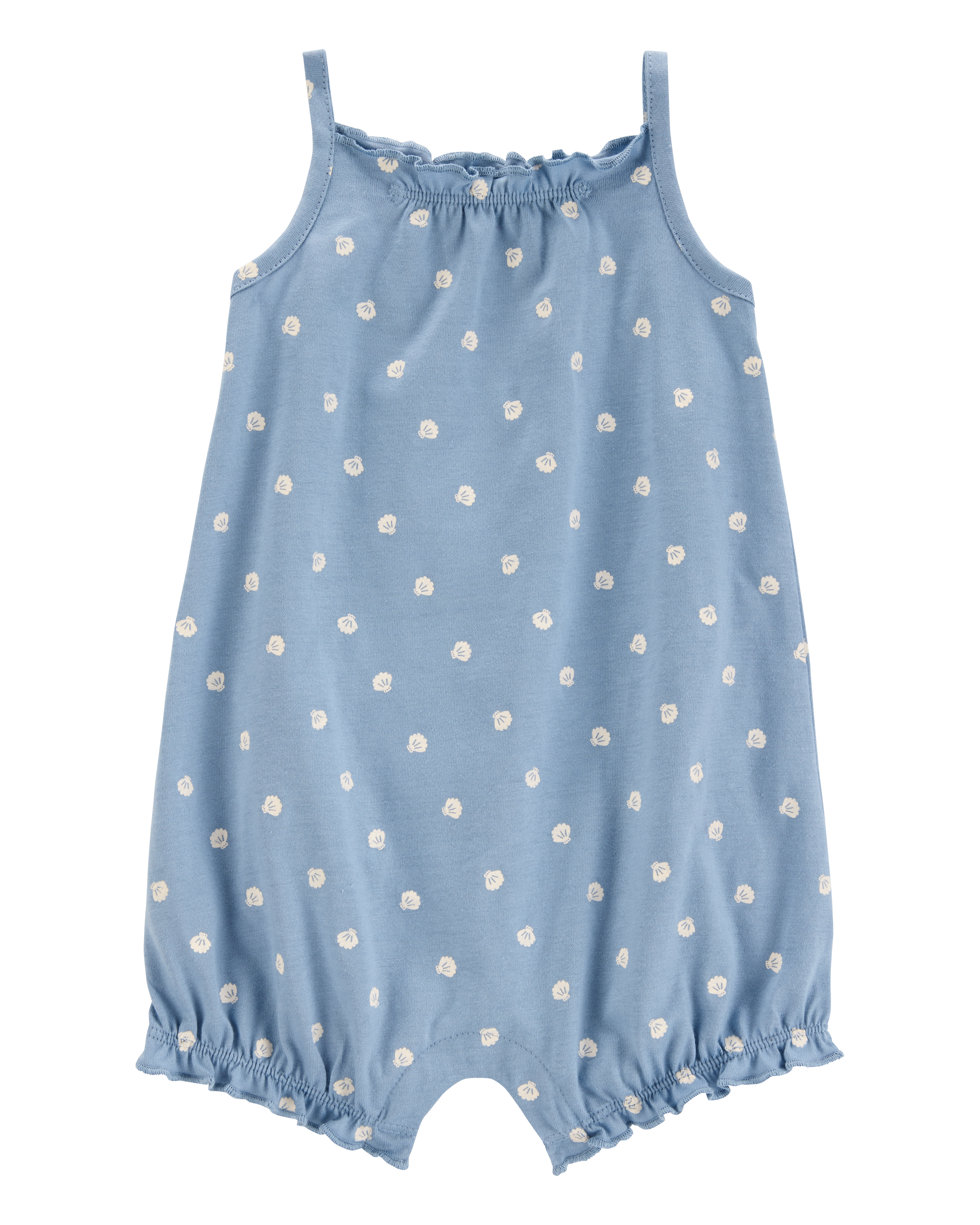 Baby Shell Cotton Romper - Blue