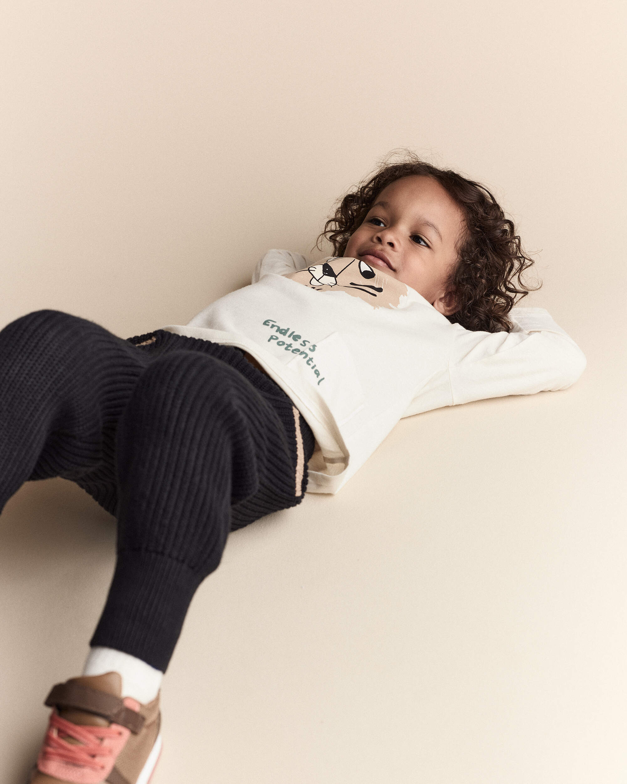 Toddler Endless Potential Tiger Long-Sleeve Pocket Graphic Tee - Cream