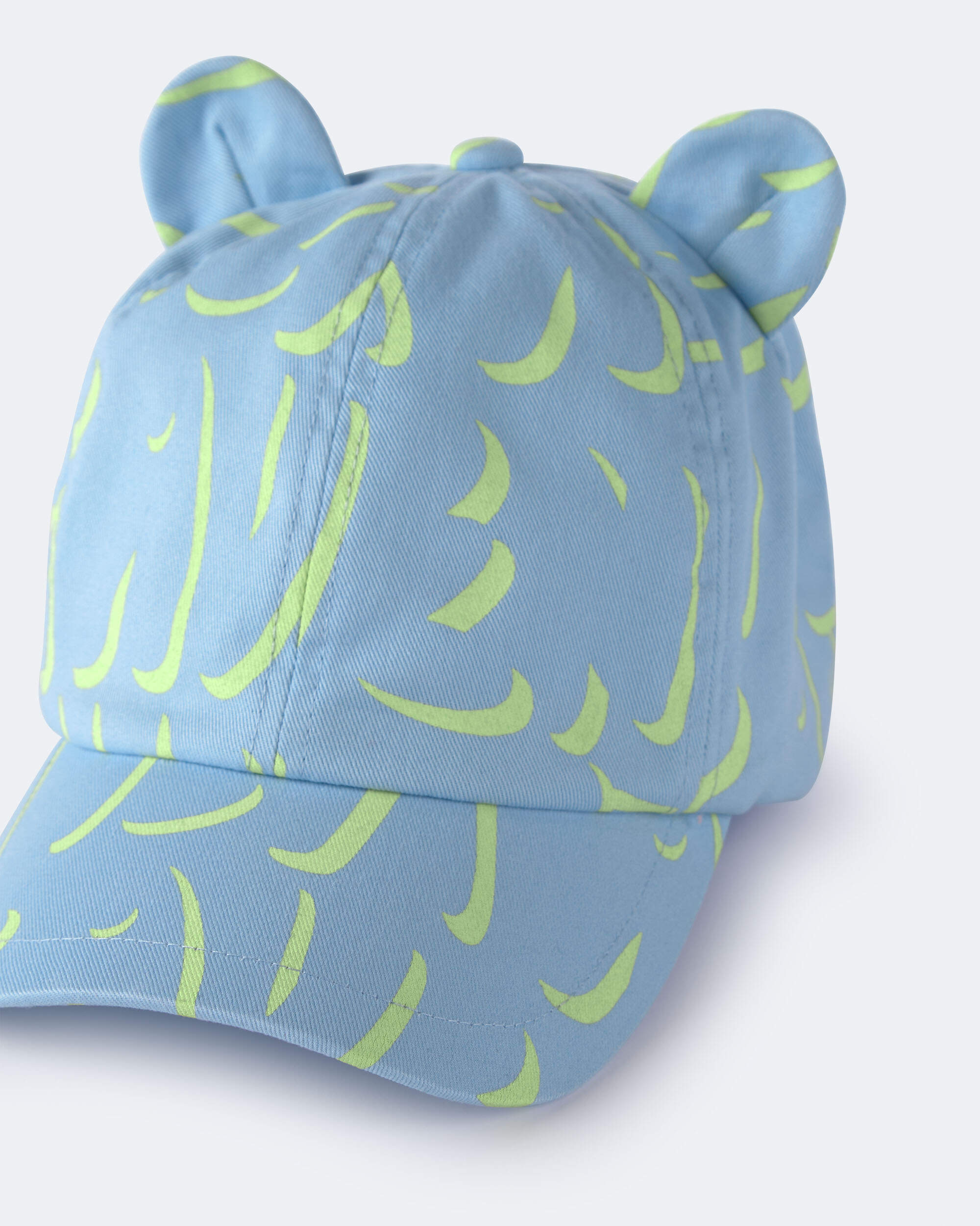 Toddler Girl Baseball Hat with Ears Abstract Print - Blue