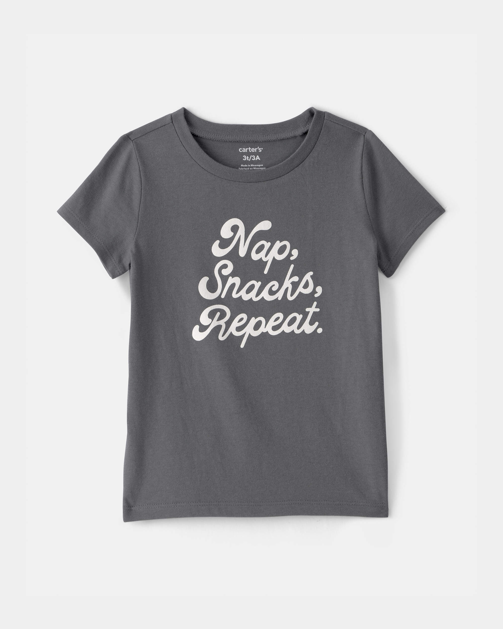 Toddler Girl 'Nap Snacks Repeat' Graphic Tee - Grey