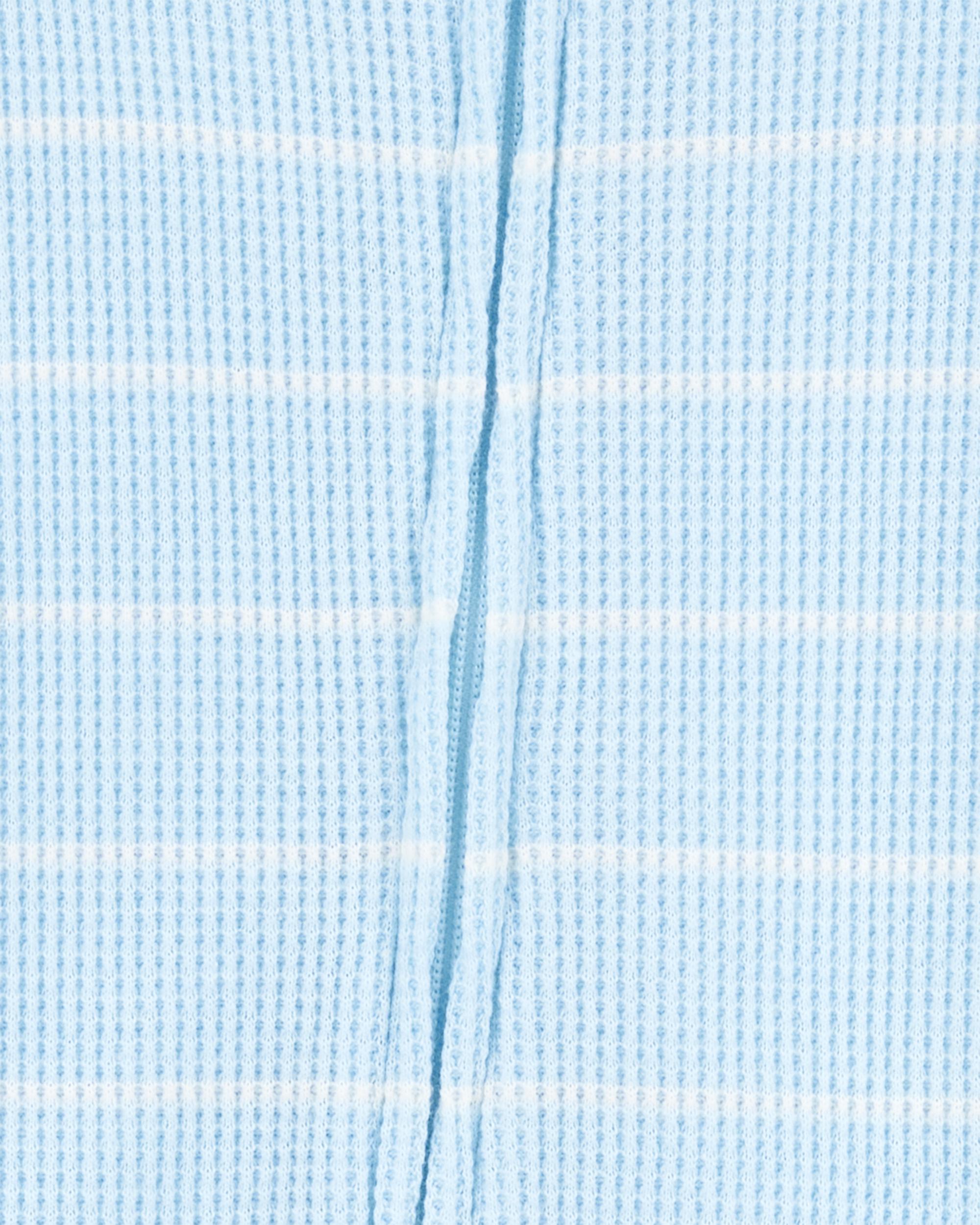 Toddler Boy Striped Waffle Knit Footie 1-Piece Pyjamas - Blue