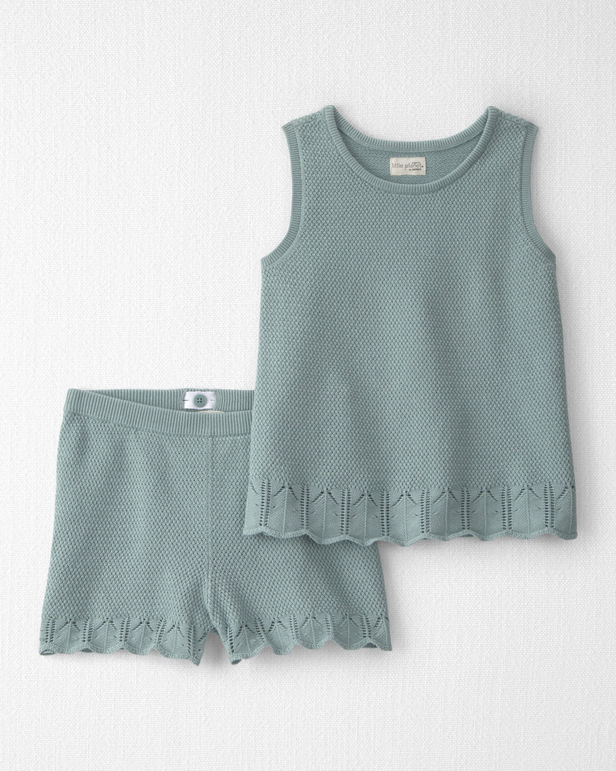 Girls 2-Piece Organic Cotton Knit Top & Short Set