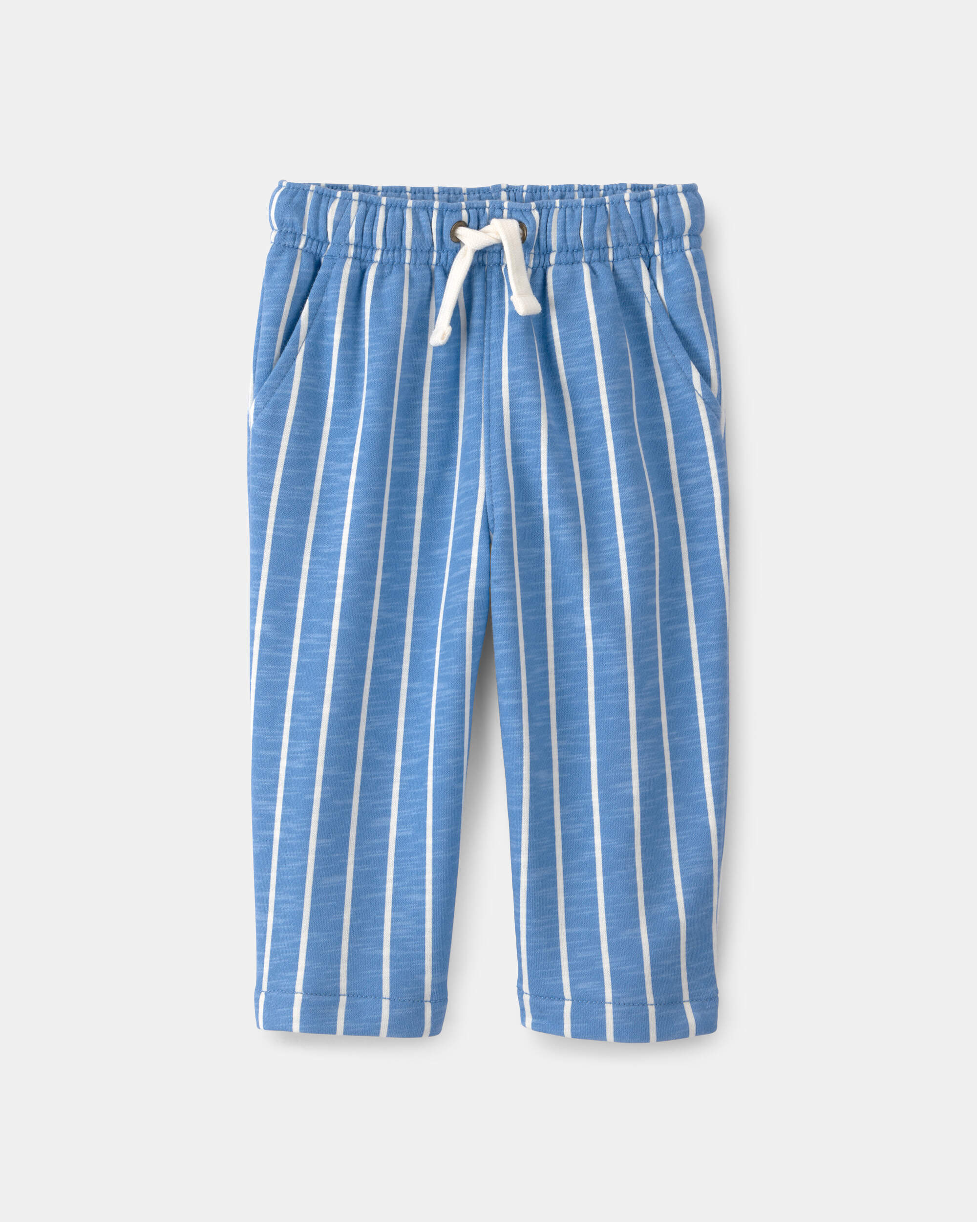 Baby Striped French Terry Pants - Blue/White