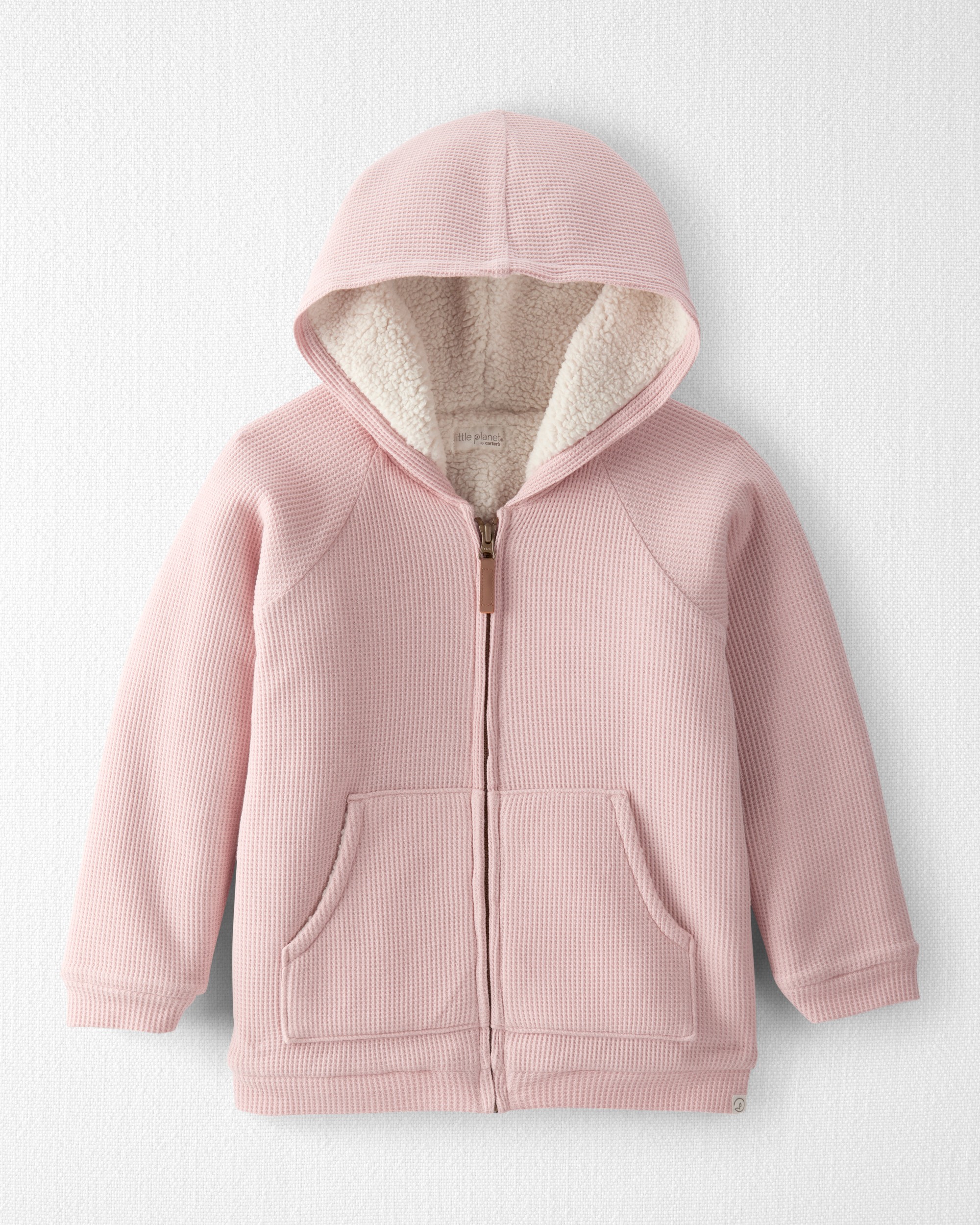 Girls Waffle Knit Hooded Jacket Made with Organic Cotton