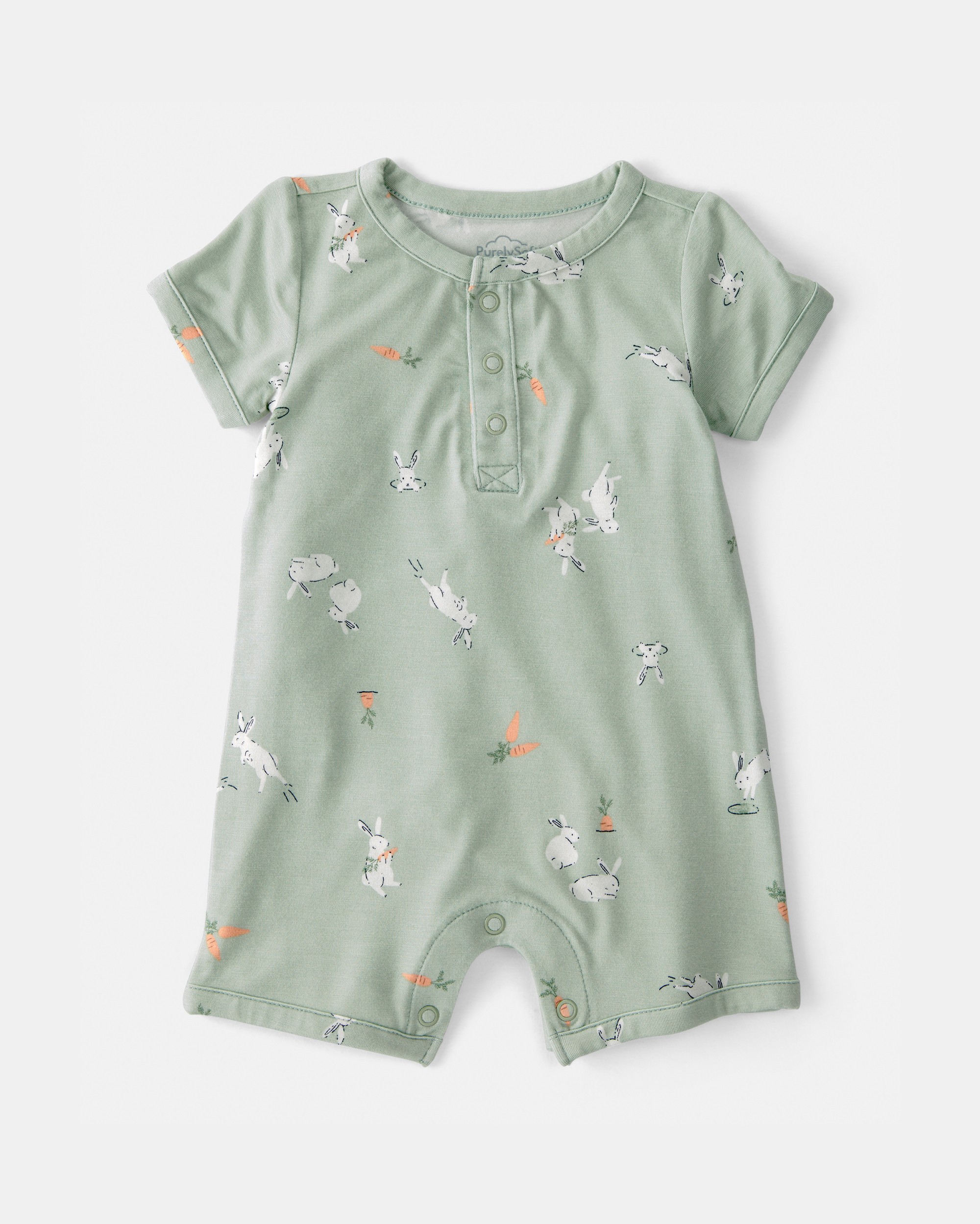 Baby Bunny Short-Sleeve Romper - Green | Carter's Oshkosh Canada