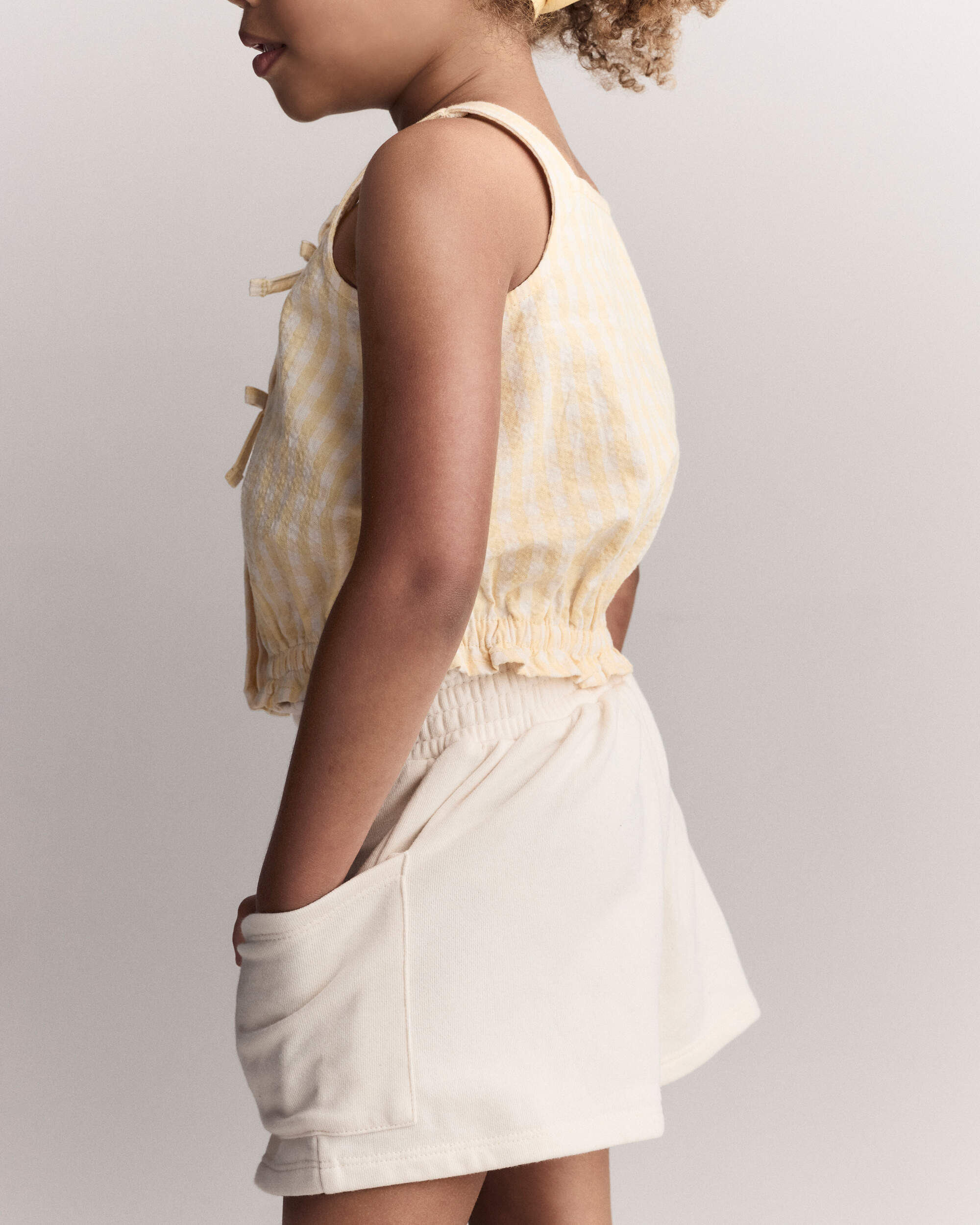 Toddler Girl Fleece Swing Short with Pockets - Cream