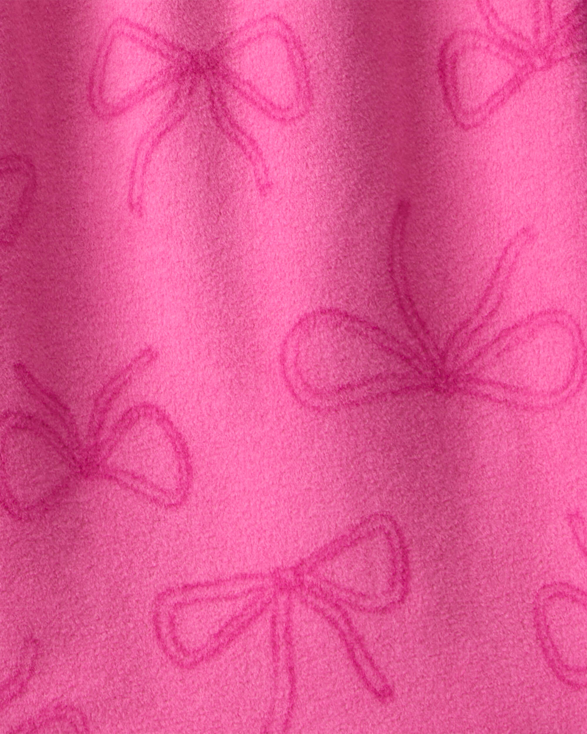 Girls Bow Print Fleece Long-Sleeve Loose Fit Night Gown - Pink