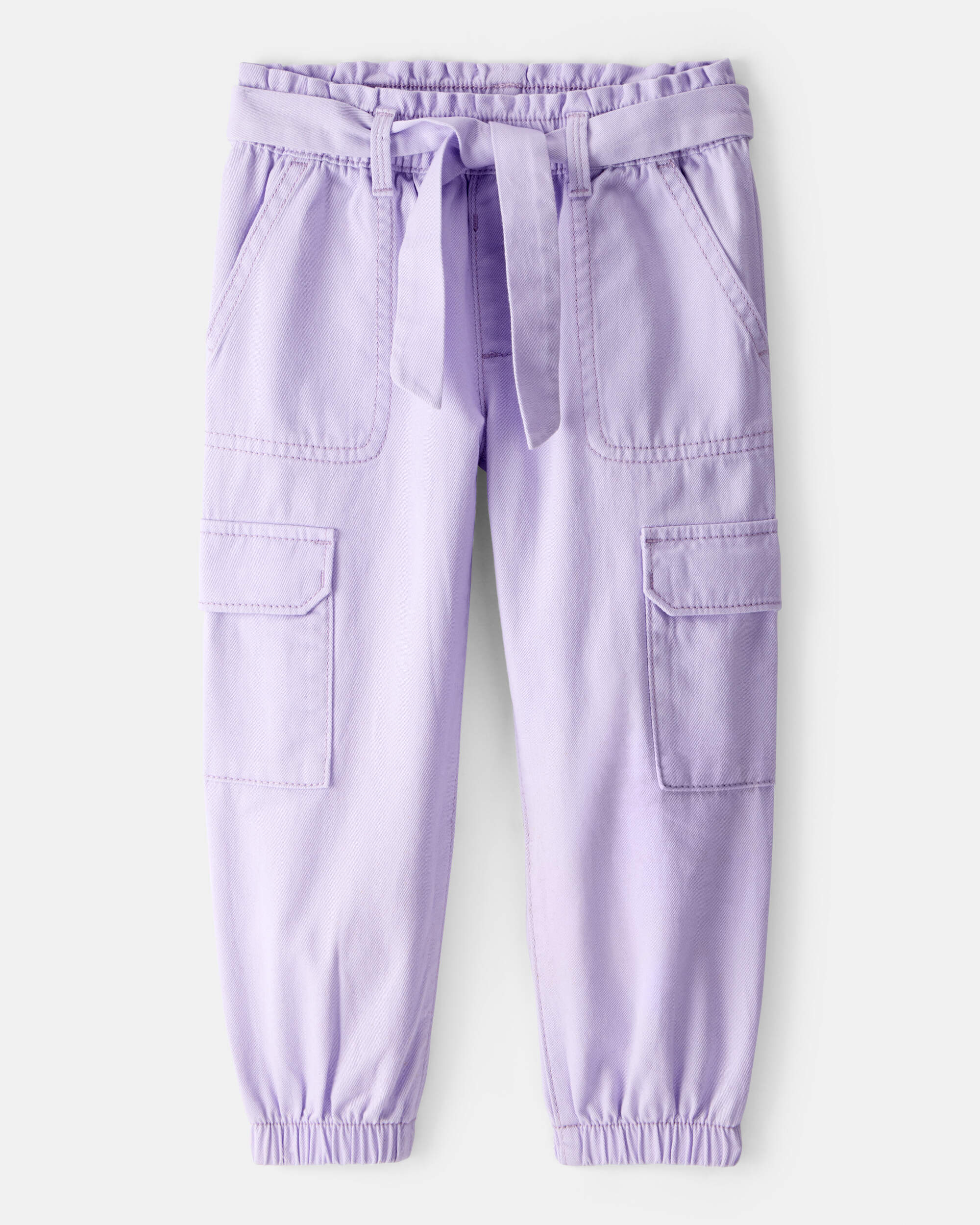Toddler Girl Cotton Cargo Joggers - Purple