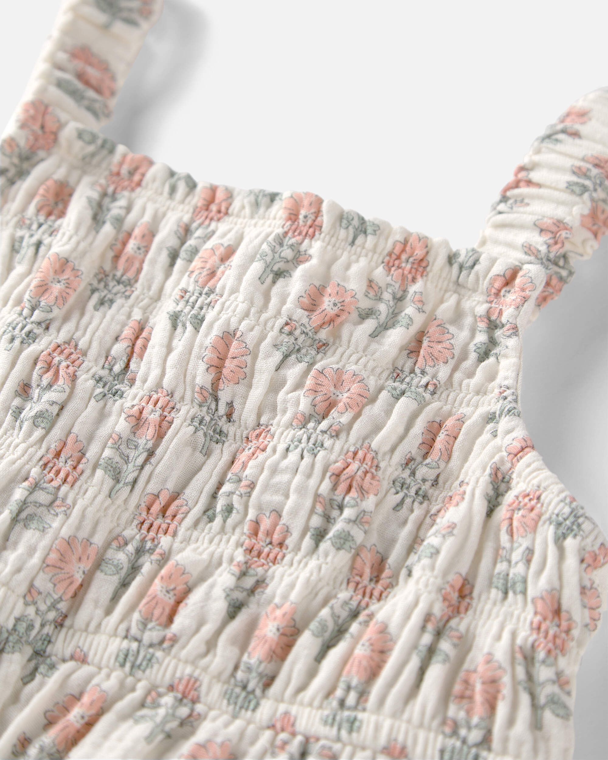 Toddler Girl Organic Cotton Gauze Jumpsuit Rosebud Petal Print