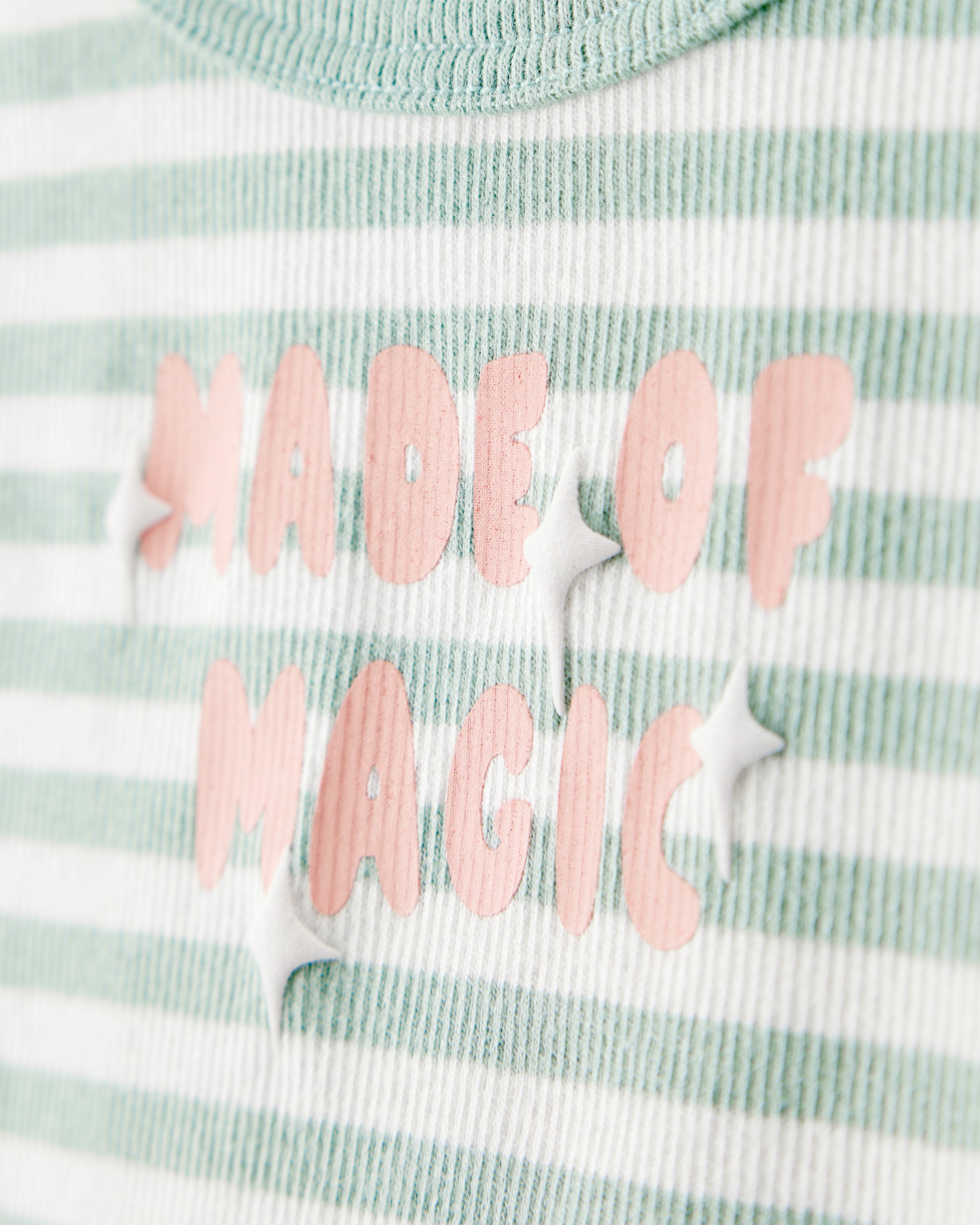 Baby Girl Made of Magic' Striped Long-Sleeve Top - Green