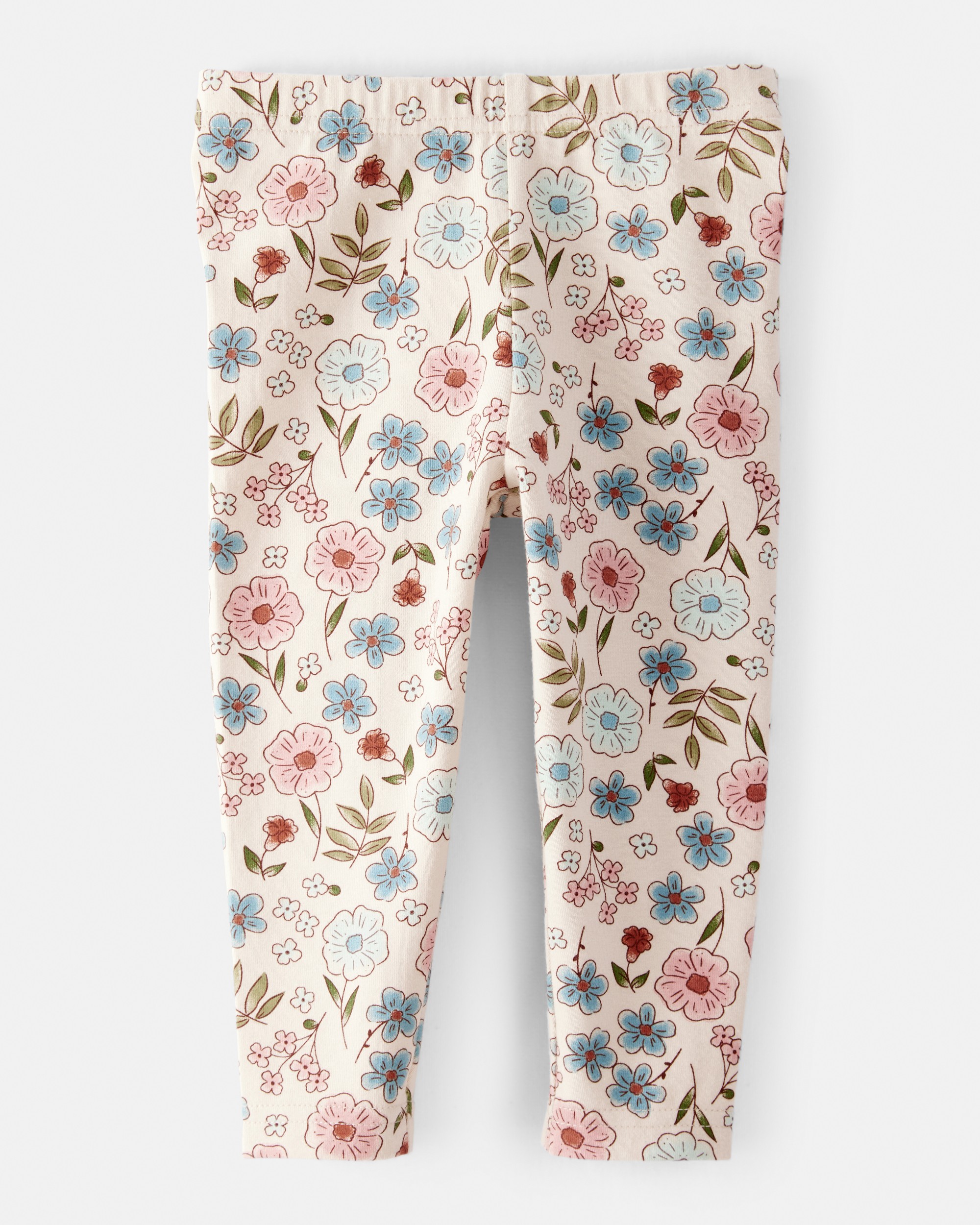 Baby Girl Floral Pull-On Stretch Leggings - Cream