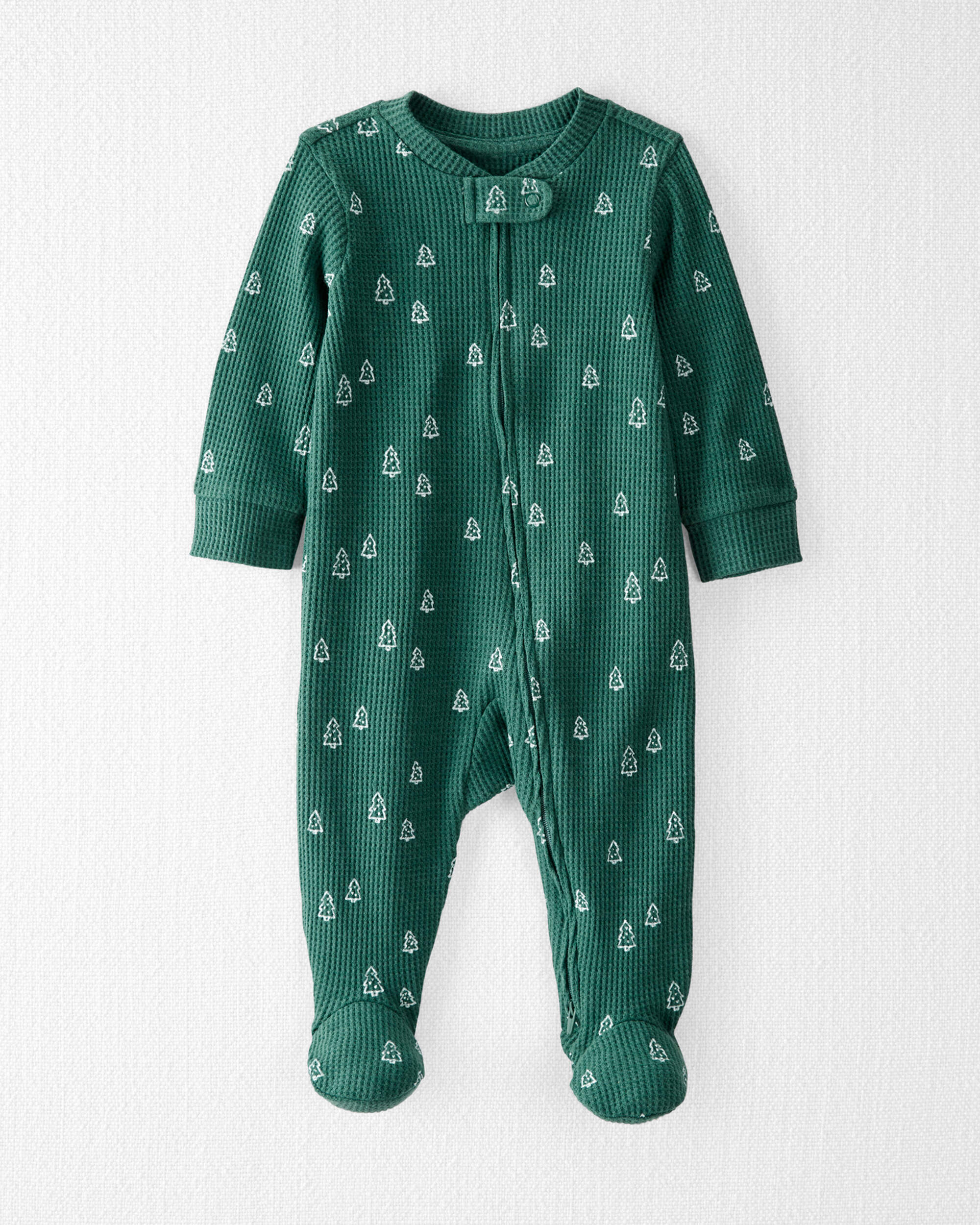 Baby Organic Cotton Waffle Knit Sleep & Play Pyjamas Christmas Tree Print