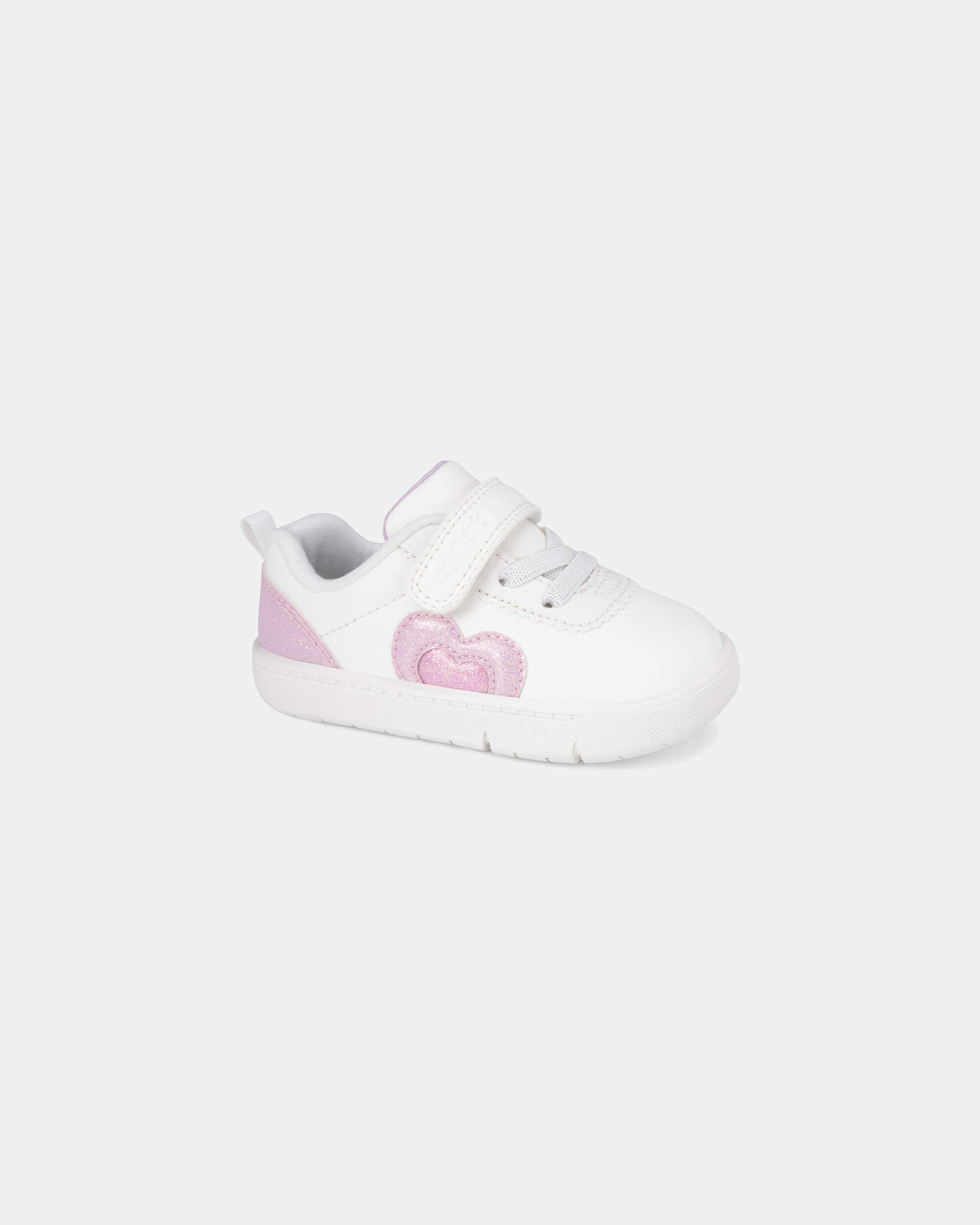 Baby Girl Every Step® First Walker Shimmer Heart Sneakers - White/Pink
