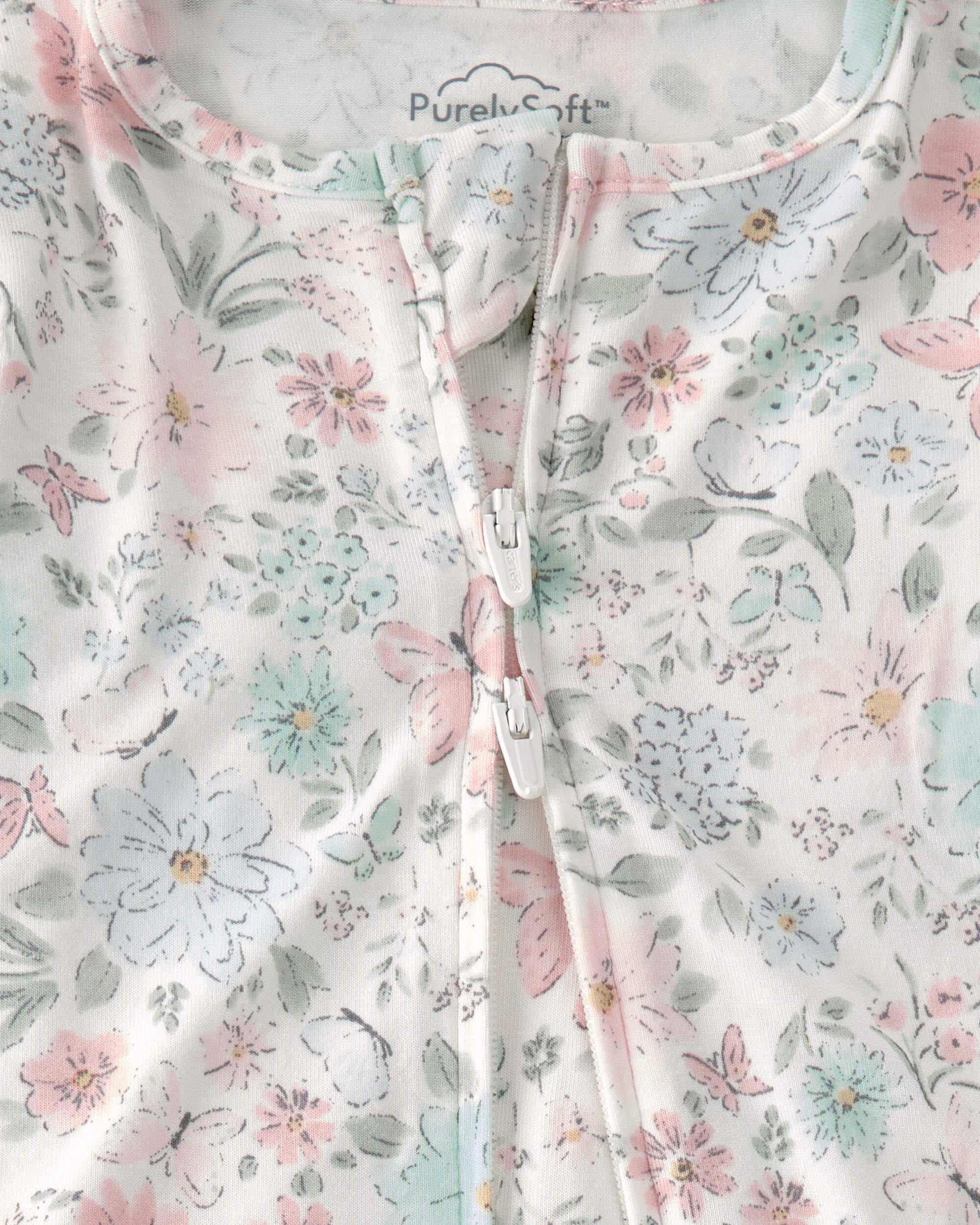 Baby Girl Butterfly Garden 2-Way Zip PurelySoft Sleeper Pyjama