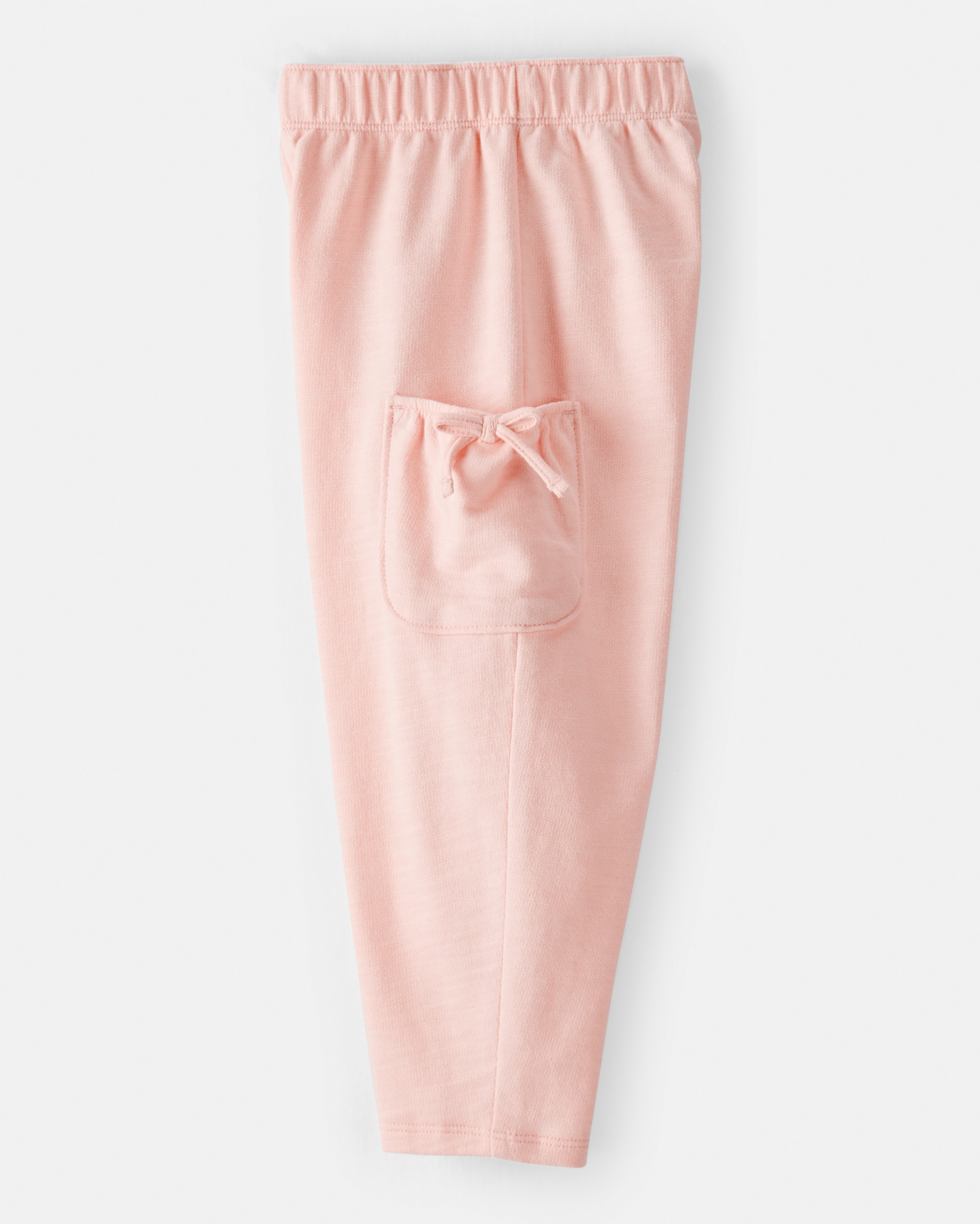 Toddler Girl Bow Pocket French Terry Pants - Coral