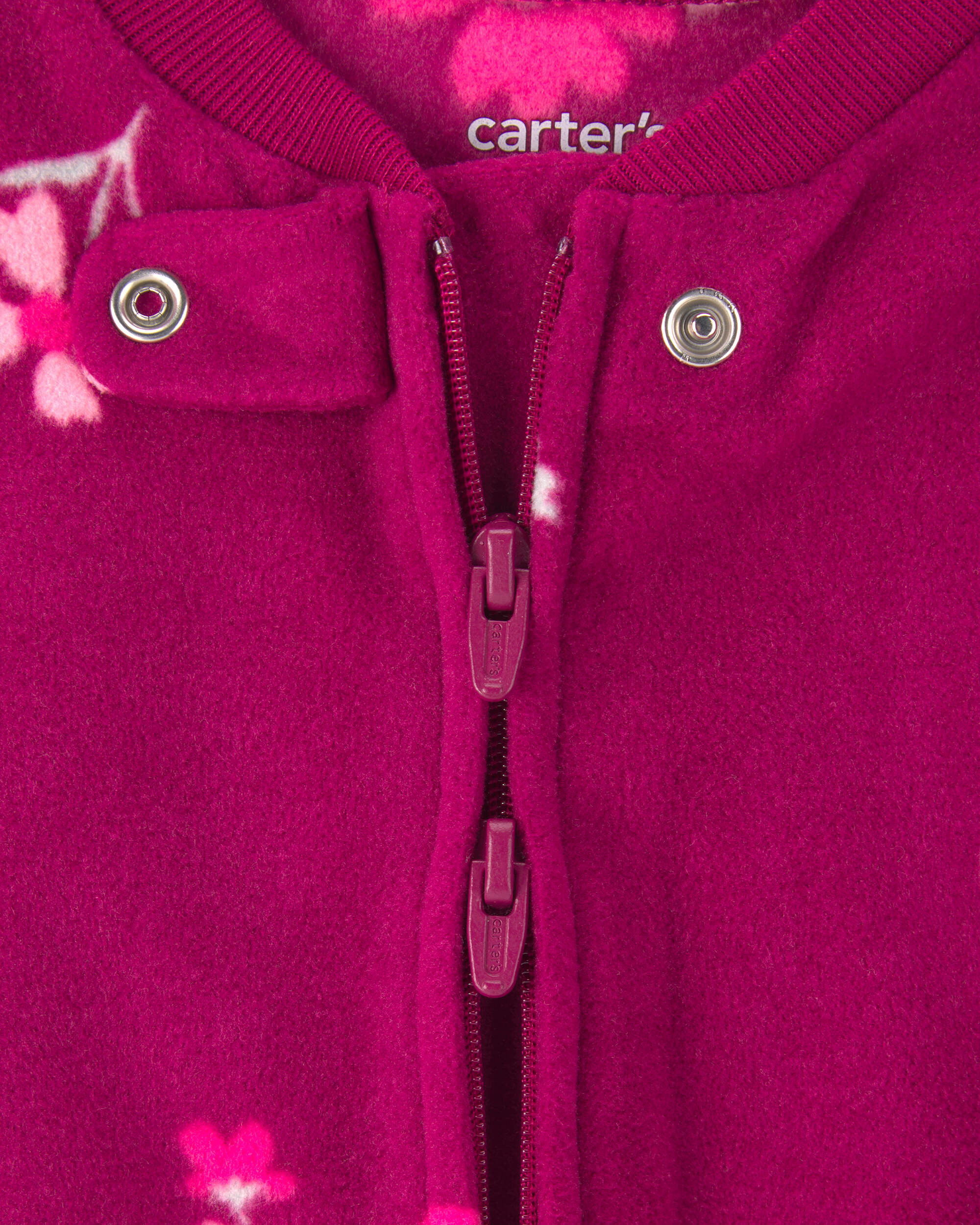 Baby Girl Floral Fleece 2-Way Zip Sleeper - Purple