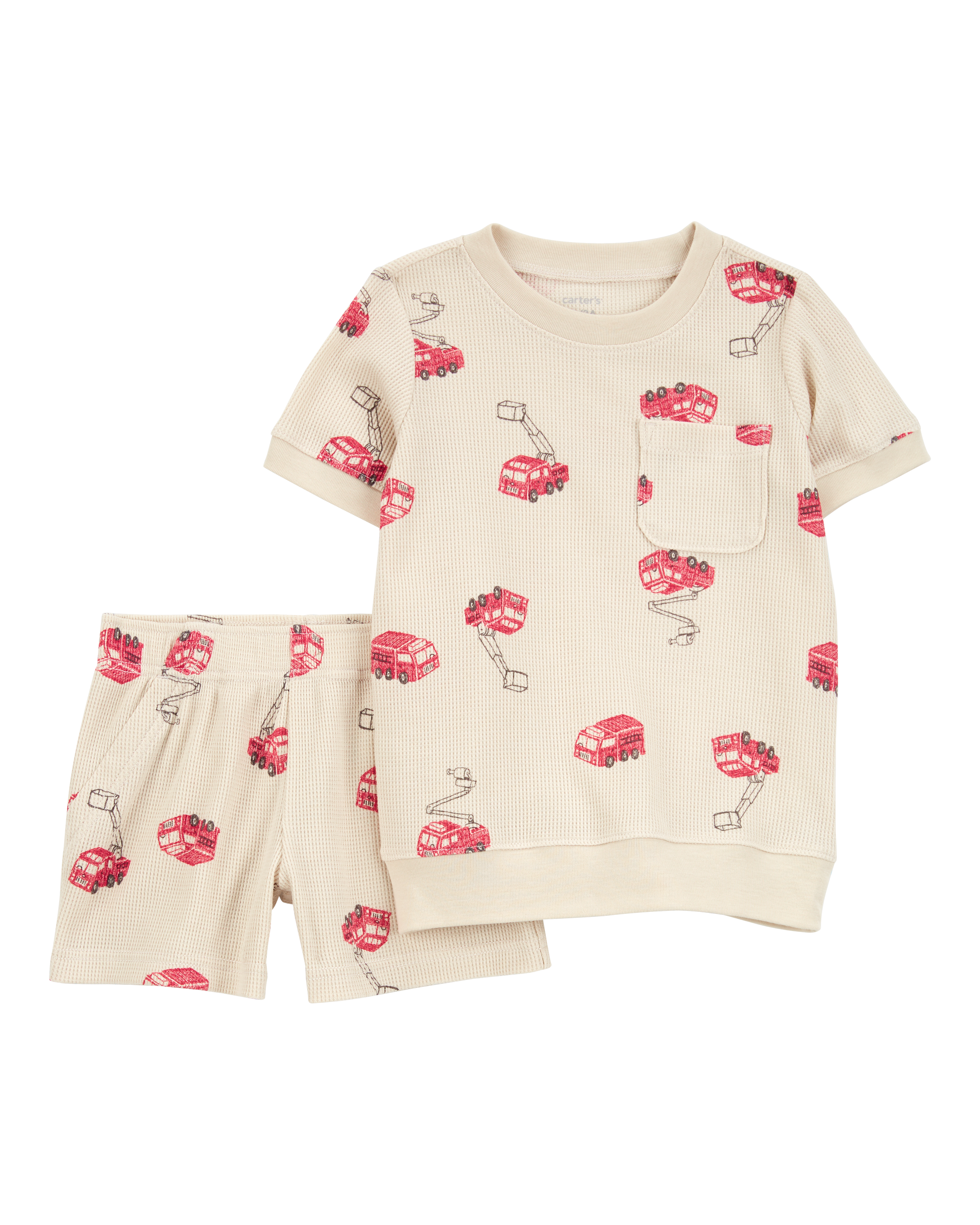 Toddler 2-Piece Fire Truck Outfit Set - Ivory