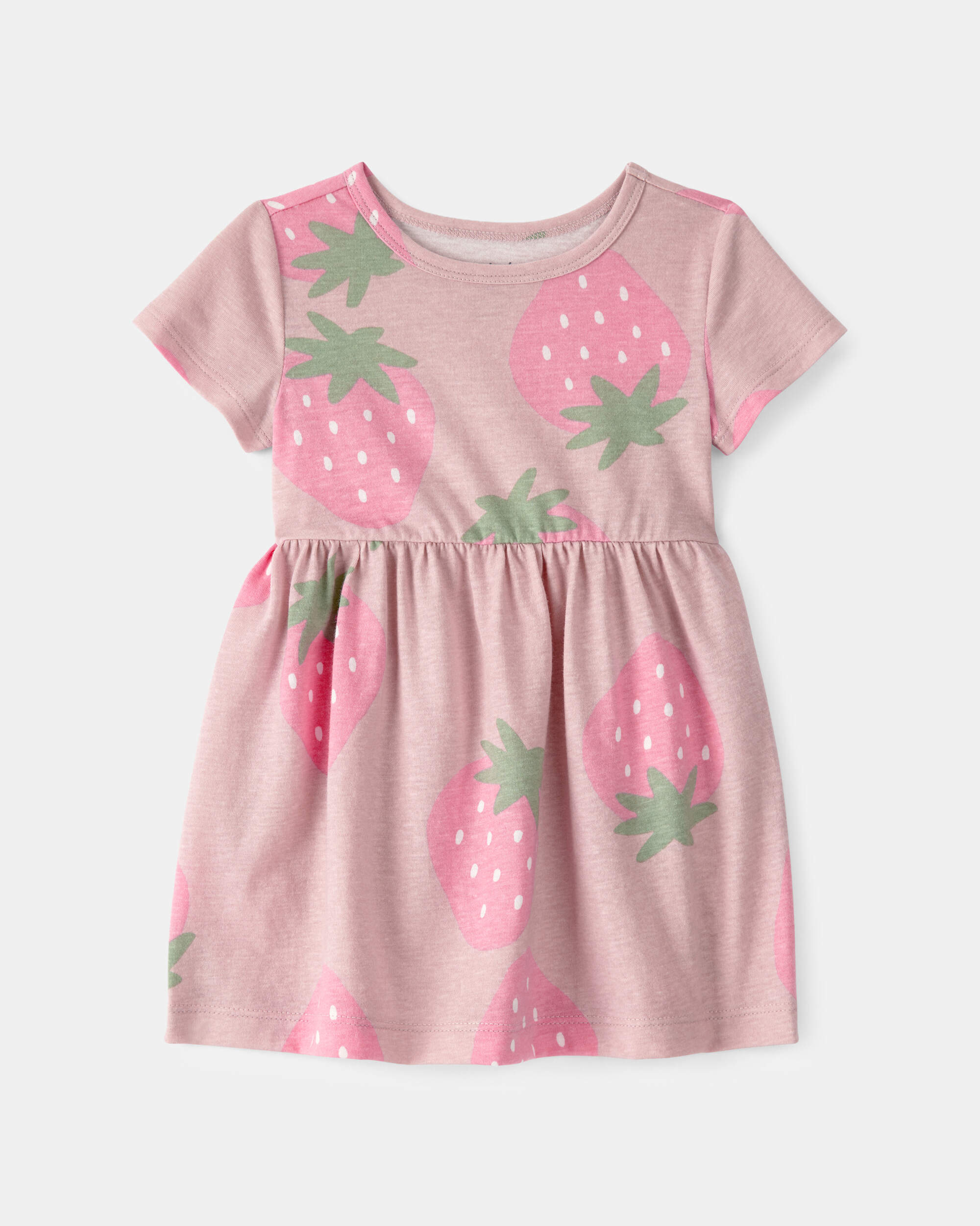 Baby Girl Strawberry Short-Sleeve Dress - Pink