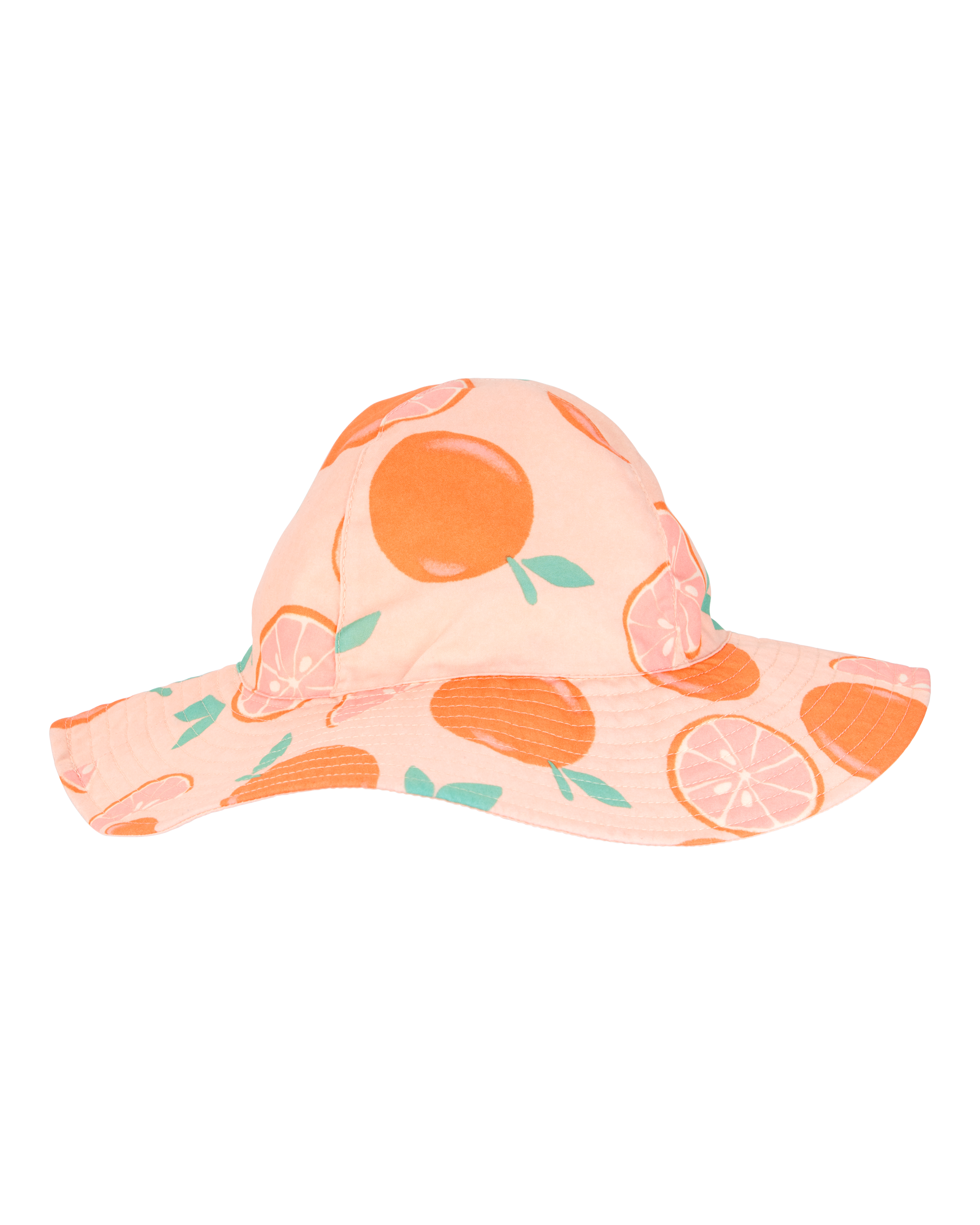 Toddler Girl Orange Fruit Print Reversible Swim Hat - Orange/Peach