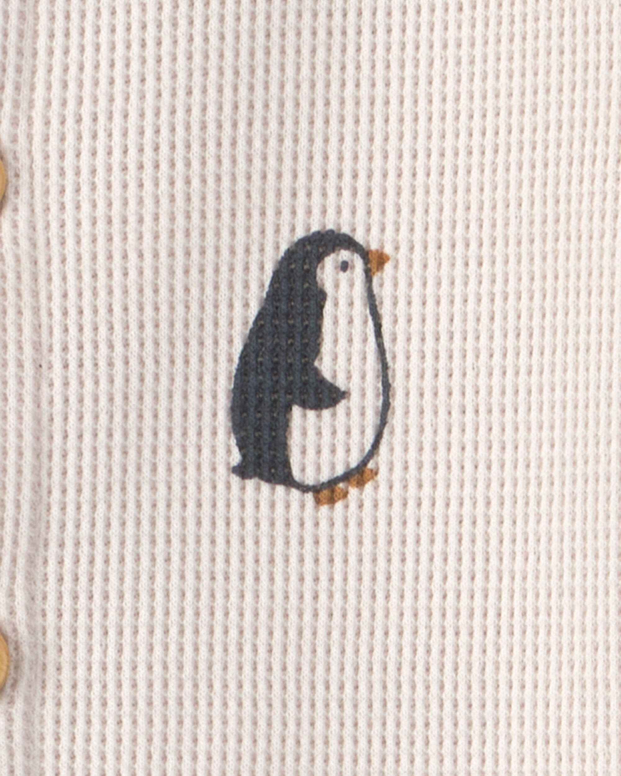 Baby Organic Cotton Waffle-Knit Jumpsuit Penguins