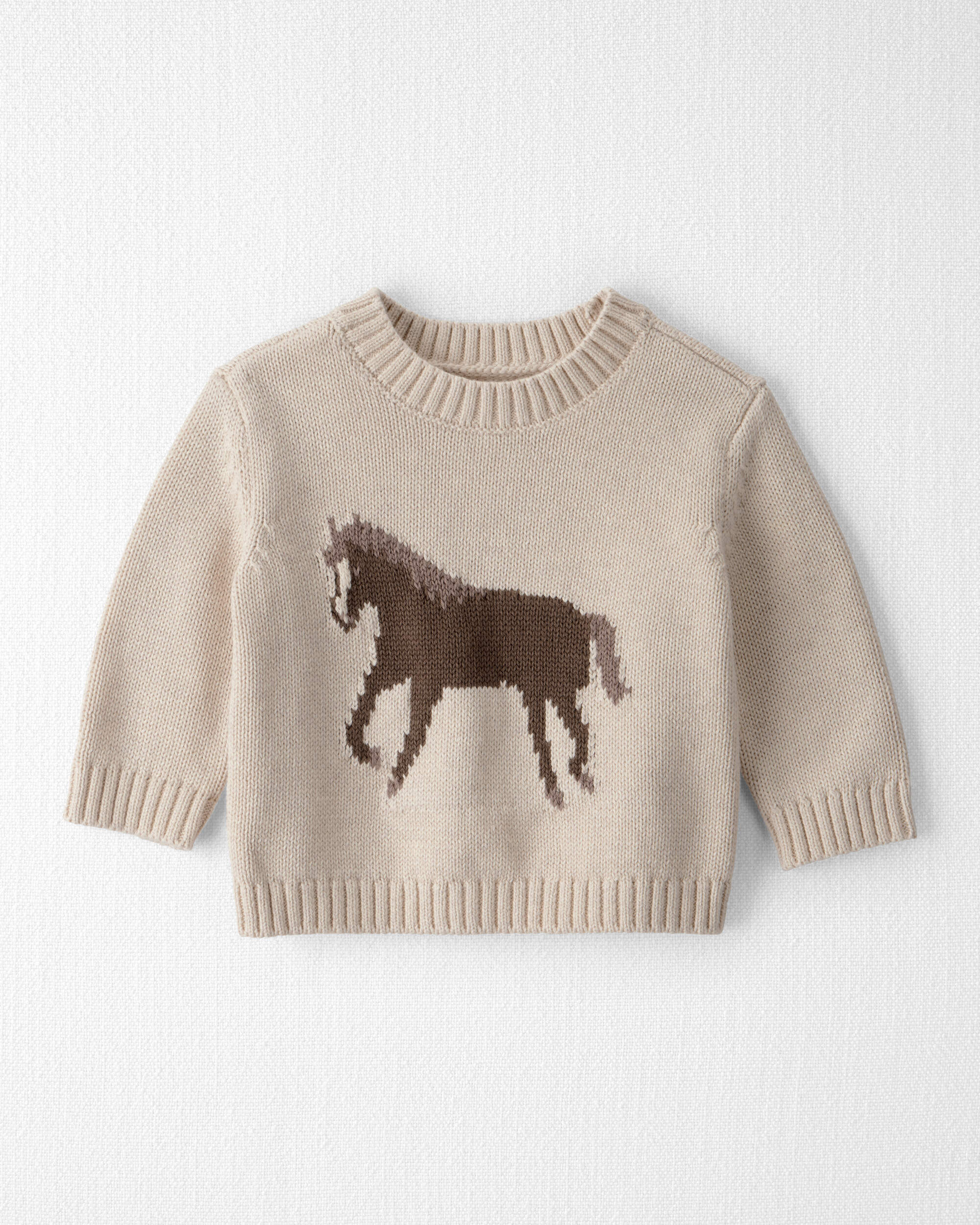 Baby Organic Cotton Horse Sweater Knit Pullover