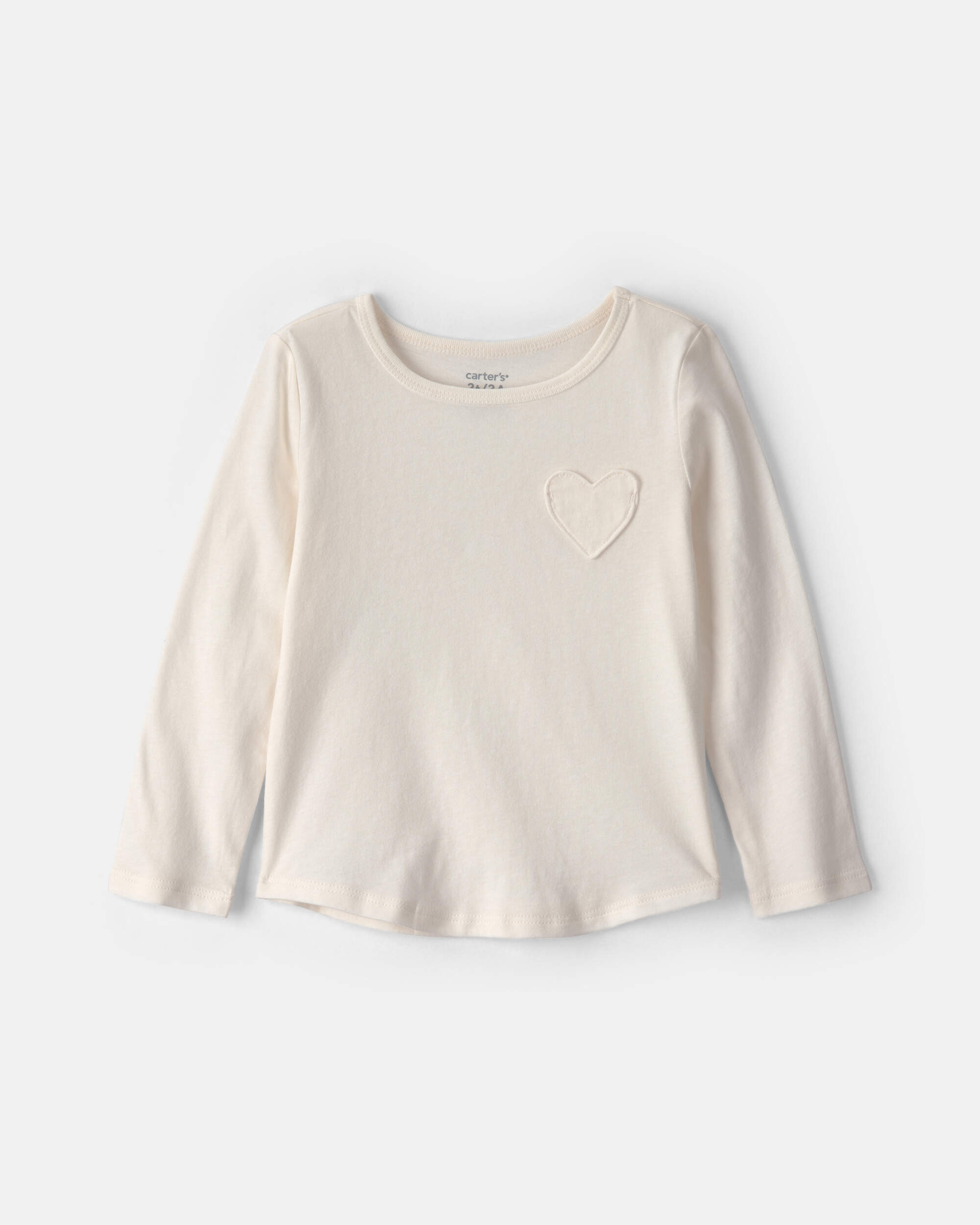 Toddler Girl Heart Long-Sleeve Top - Cream