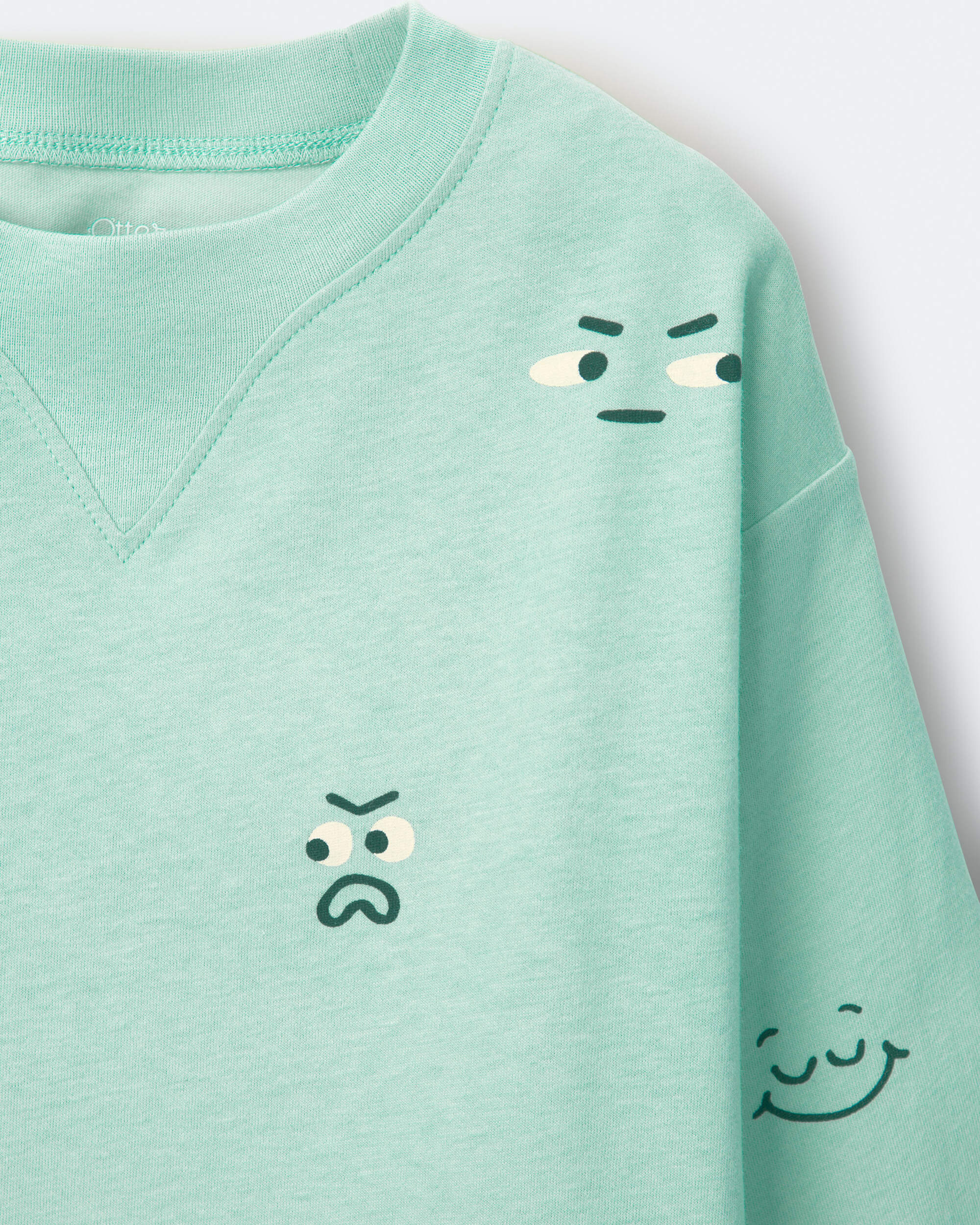 Toddler Boy Emotions Long Sleeve Relaxed Graphic Tee - Green