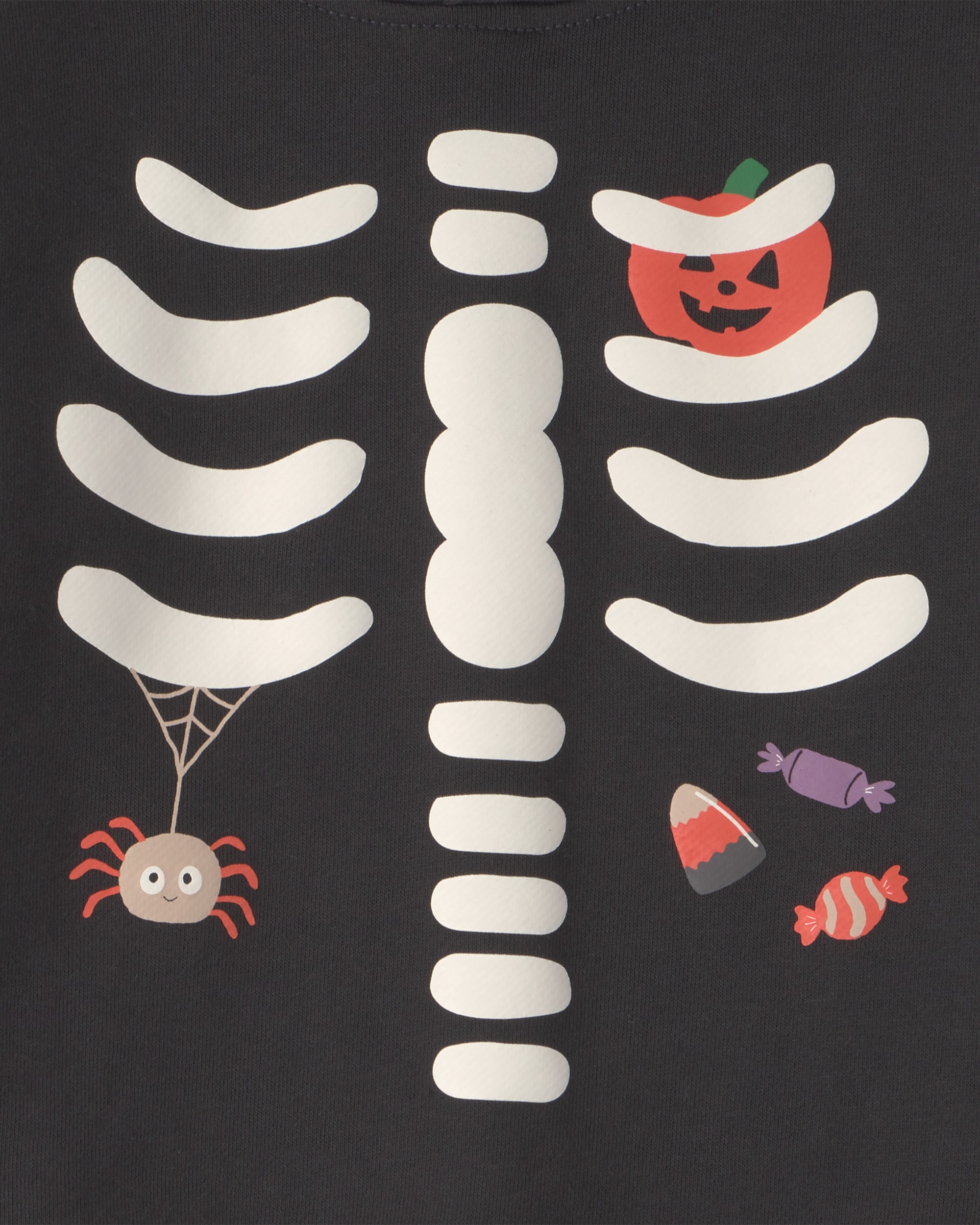 Toddler Boy Skeleton Halloween Hoodie - Black/White